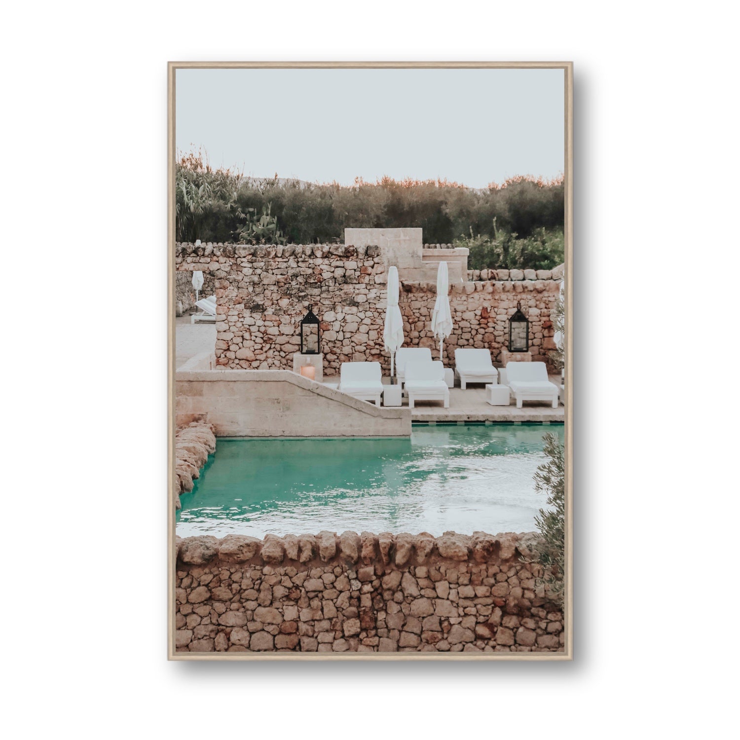 Stone Refuge fine art print, Puglia, Italy, Statement, Natural Oak Float Frame, Fine Art Canvas