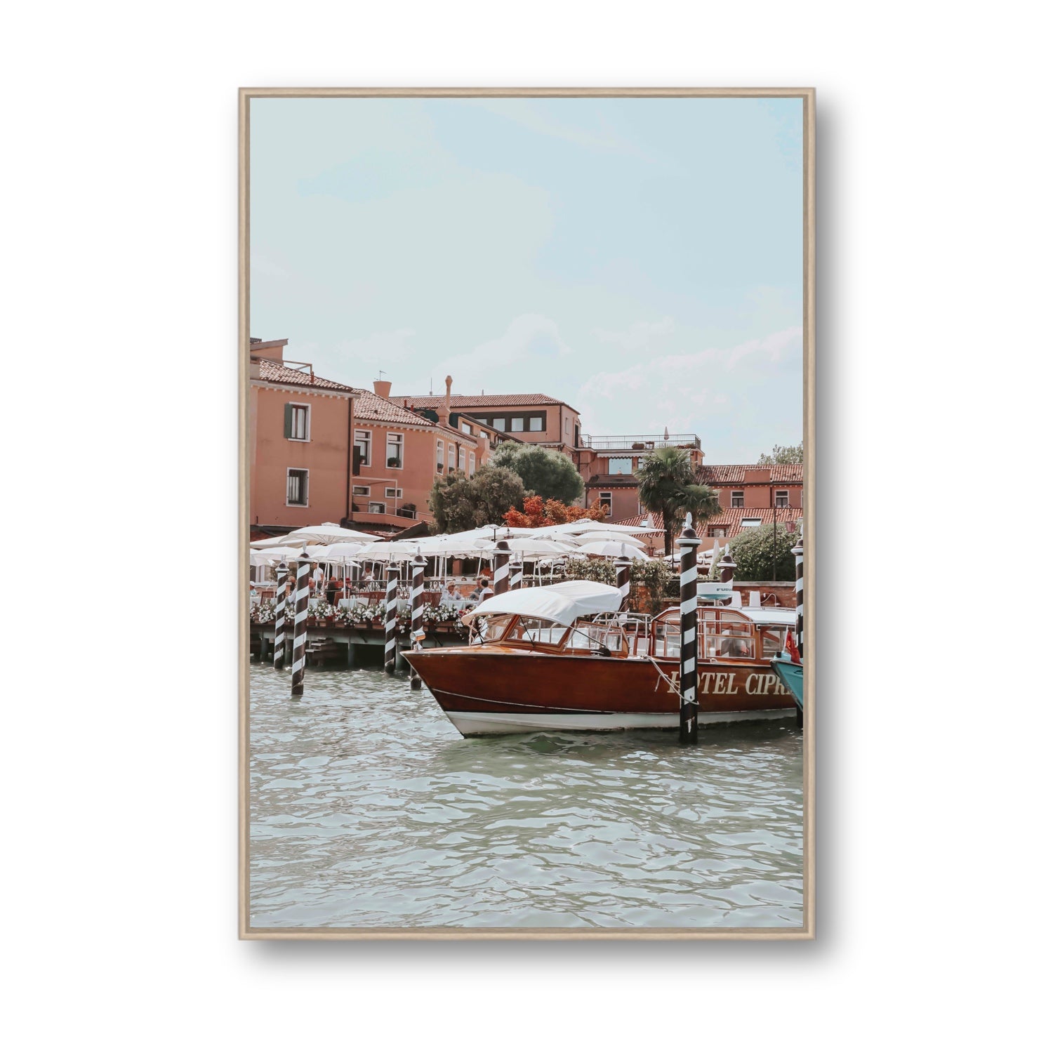 Queen Of The Adriatic Venice Italian wall art Statement fine art canvas in natural oak float frame