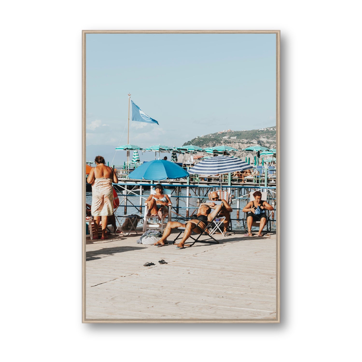 The Golden Years Sorrento Italian wall art Statement fine art canvas in natural oak float frame