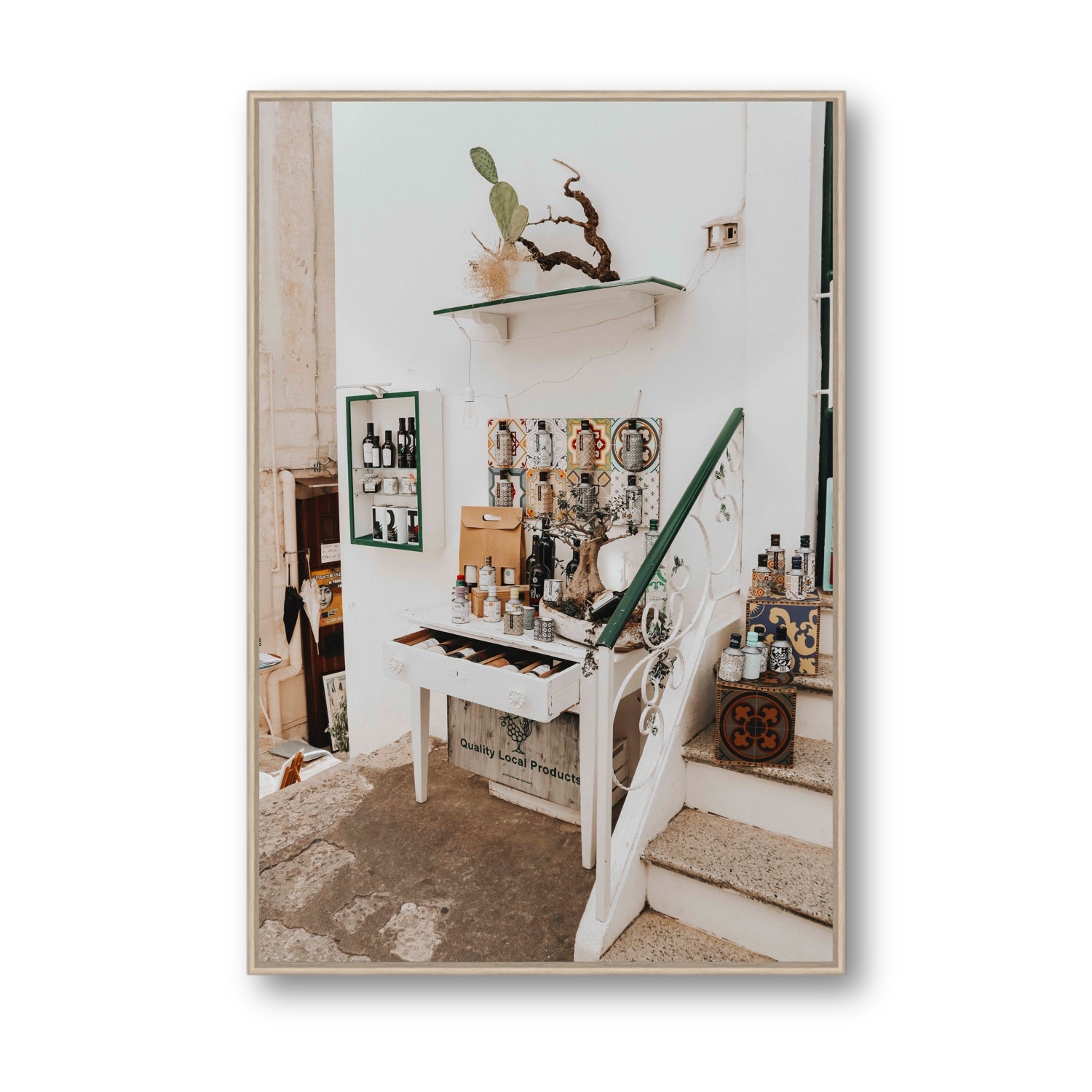 Liquid Gold fine art print, Puglia, Italy, Statement, Natural Oak Float Frame, Fine Art Canvas