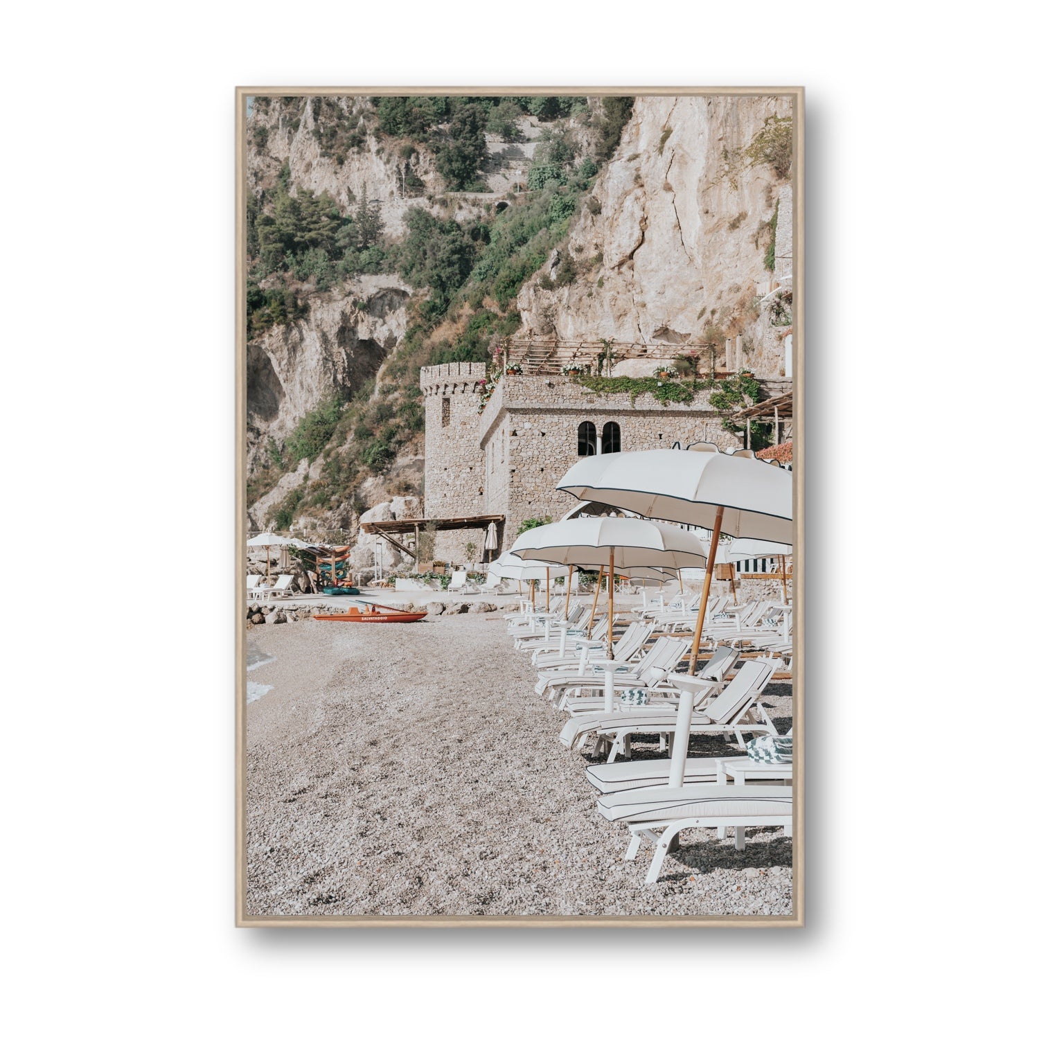 La Villeggiatura fine art print, Amalfi, Italy, luxury escapes artwork, Statement, Natural Oak Float Frame, Fine Art Canvas