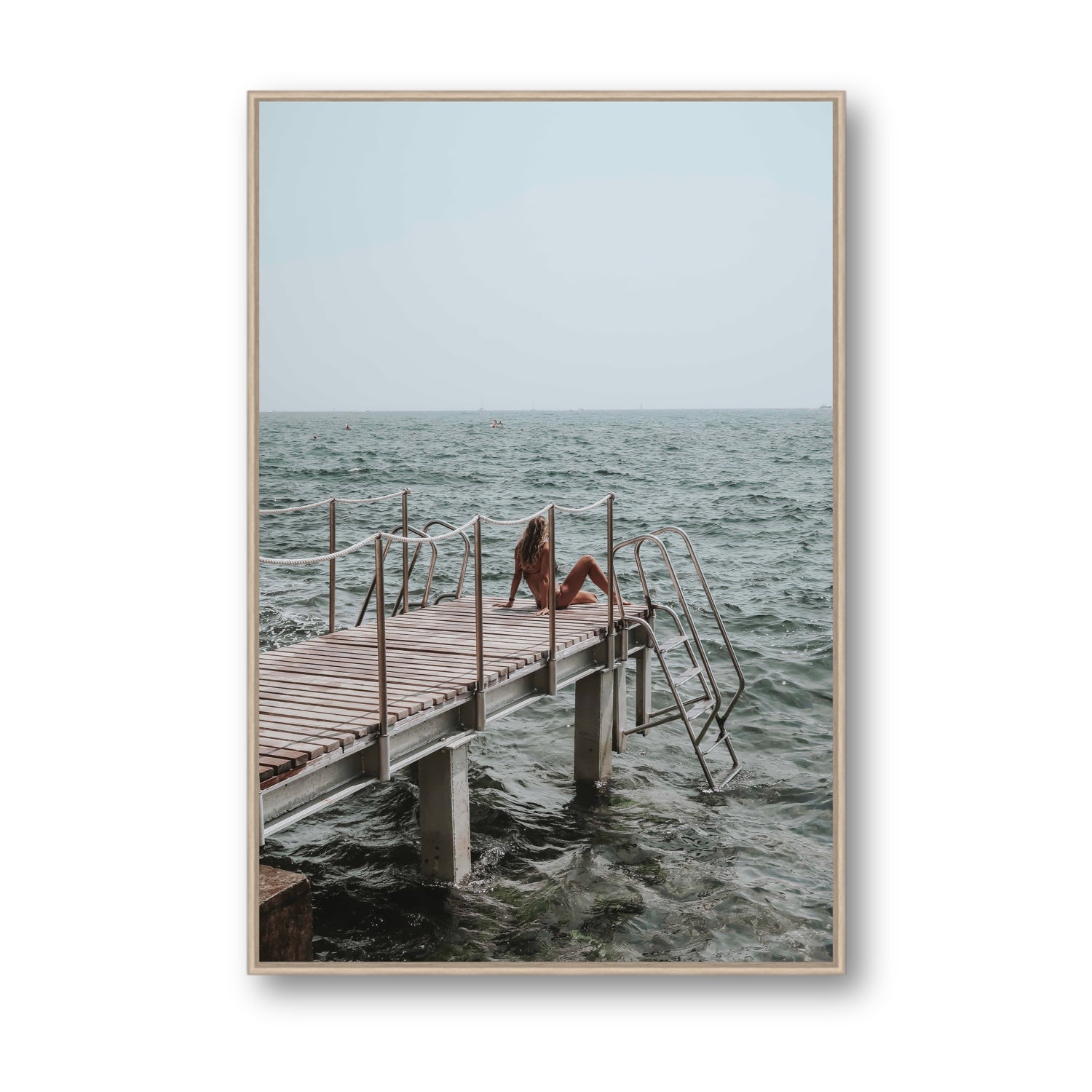 The Dock's Whisper fine art print, Tuscany, Italy, Statement, Natural Oak Float Frame, Fine Art Canvas