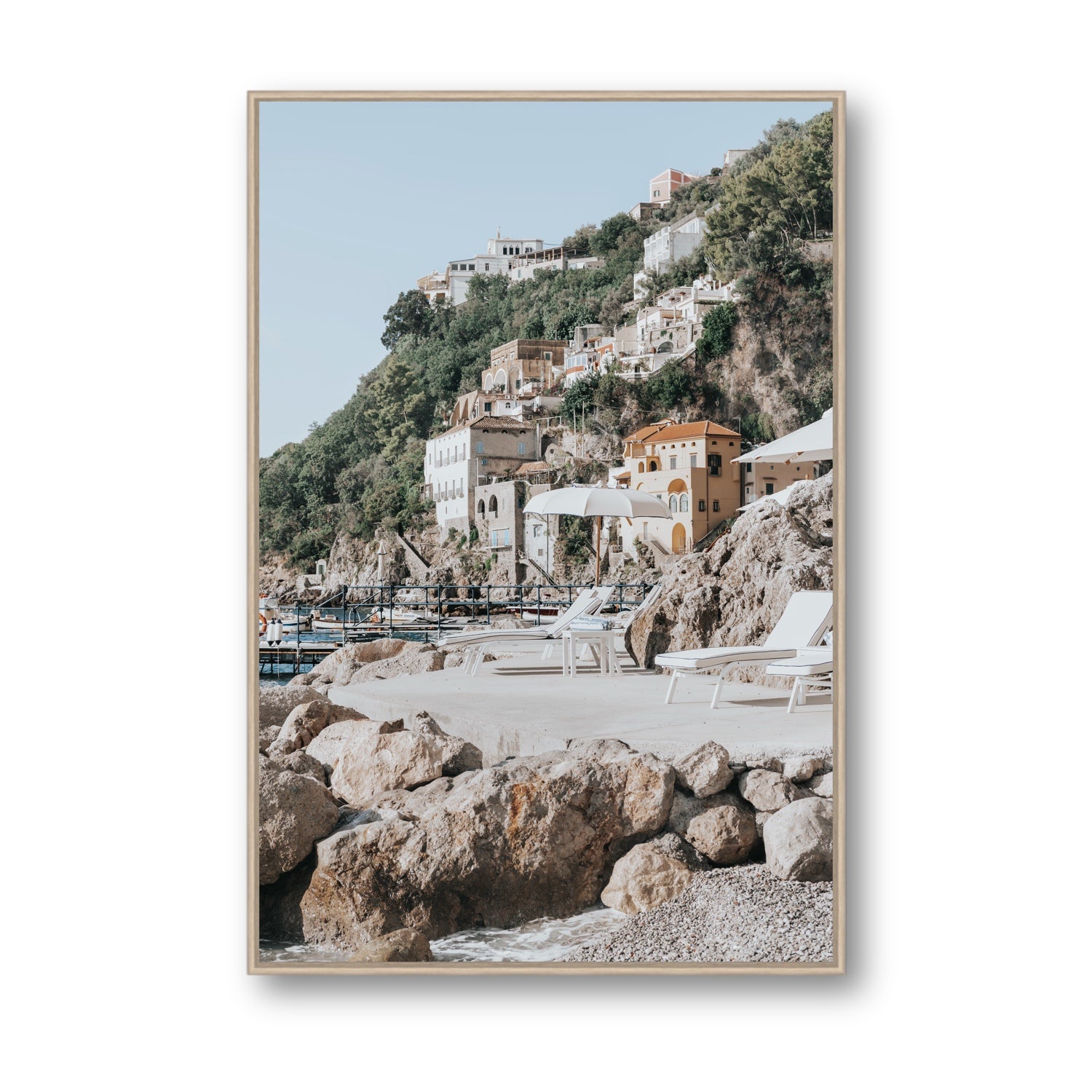 Dolce Coast Amalfi travel photography wall art statement fine art canvas in natural oak float frame