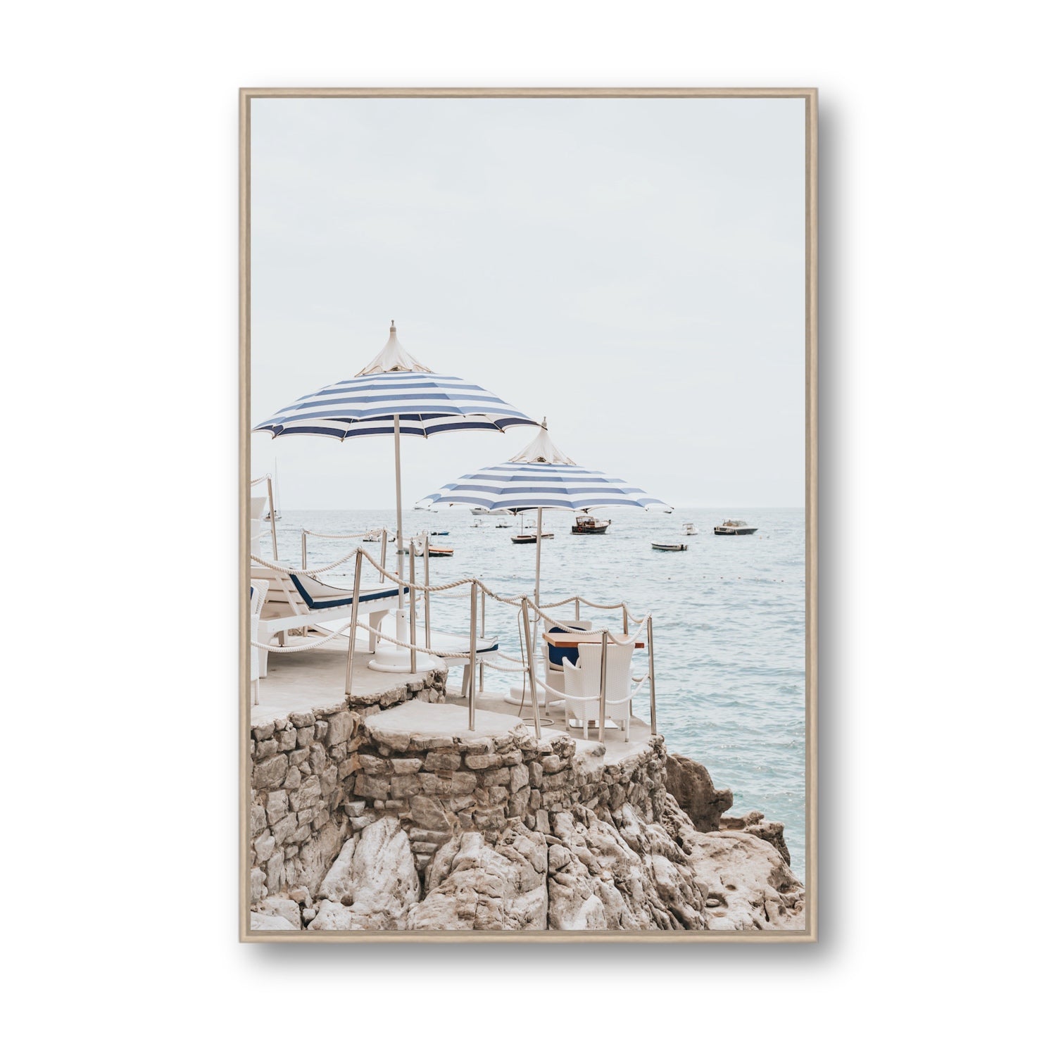 La Scogliera fine art print, Positano, Italy, Statement, Natural Oak Float Frame, Fine Art Canvas