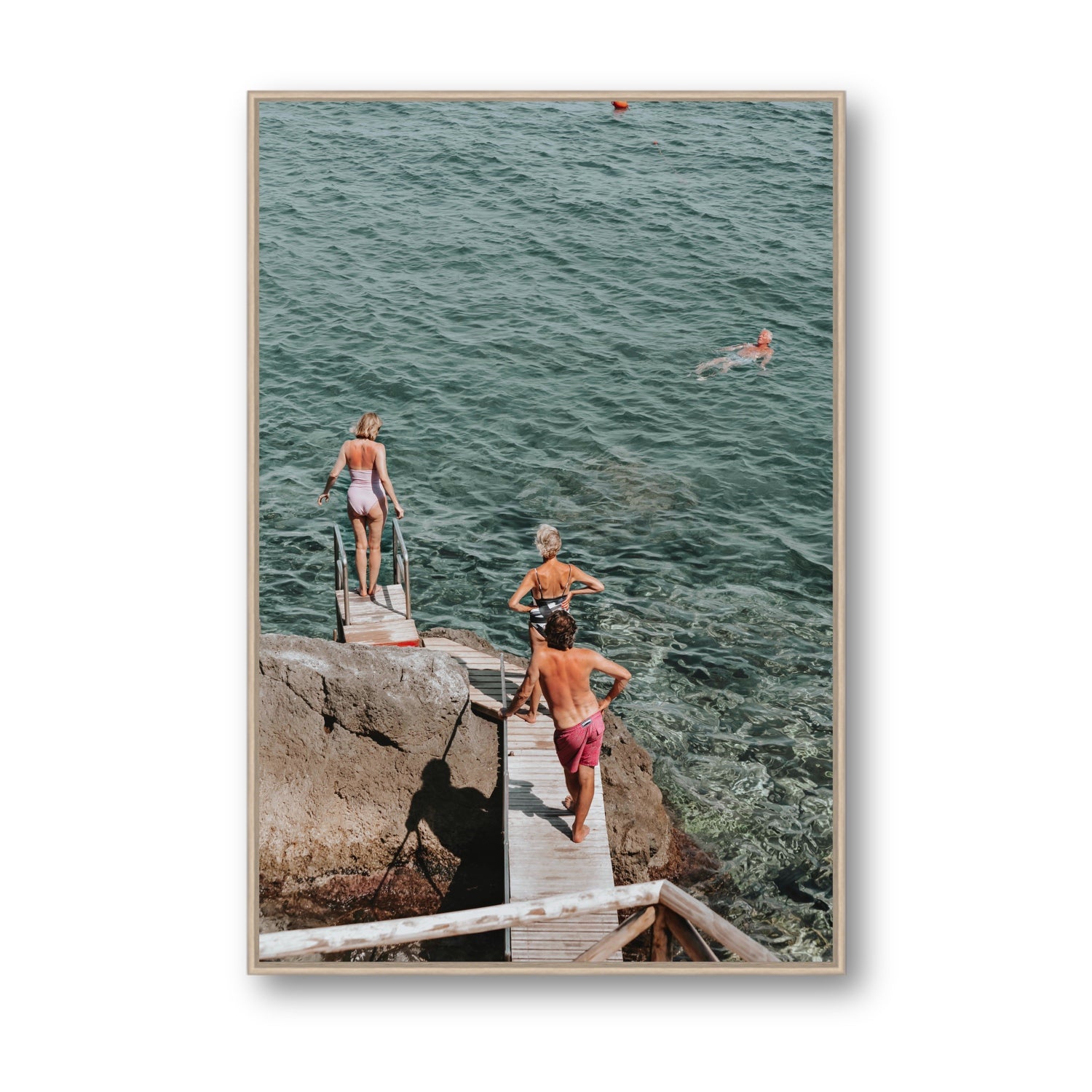 Freewheeling Spirit Tuscany coastal Italian wall art Statement fine art canvas in natural oak float frame