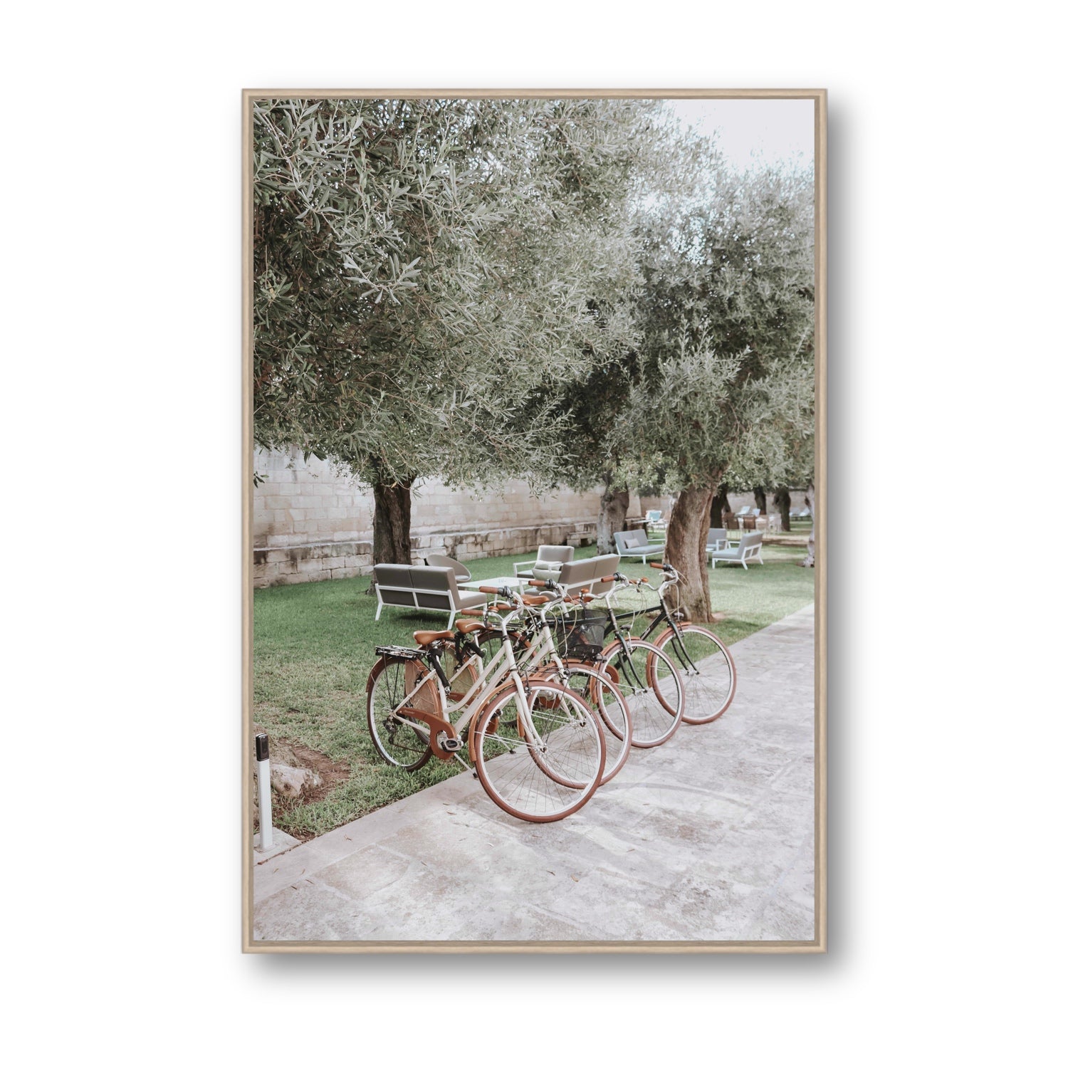 Classic Cruisers Puglia wall art Statement fine art canvas in natural oak float frame