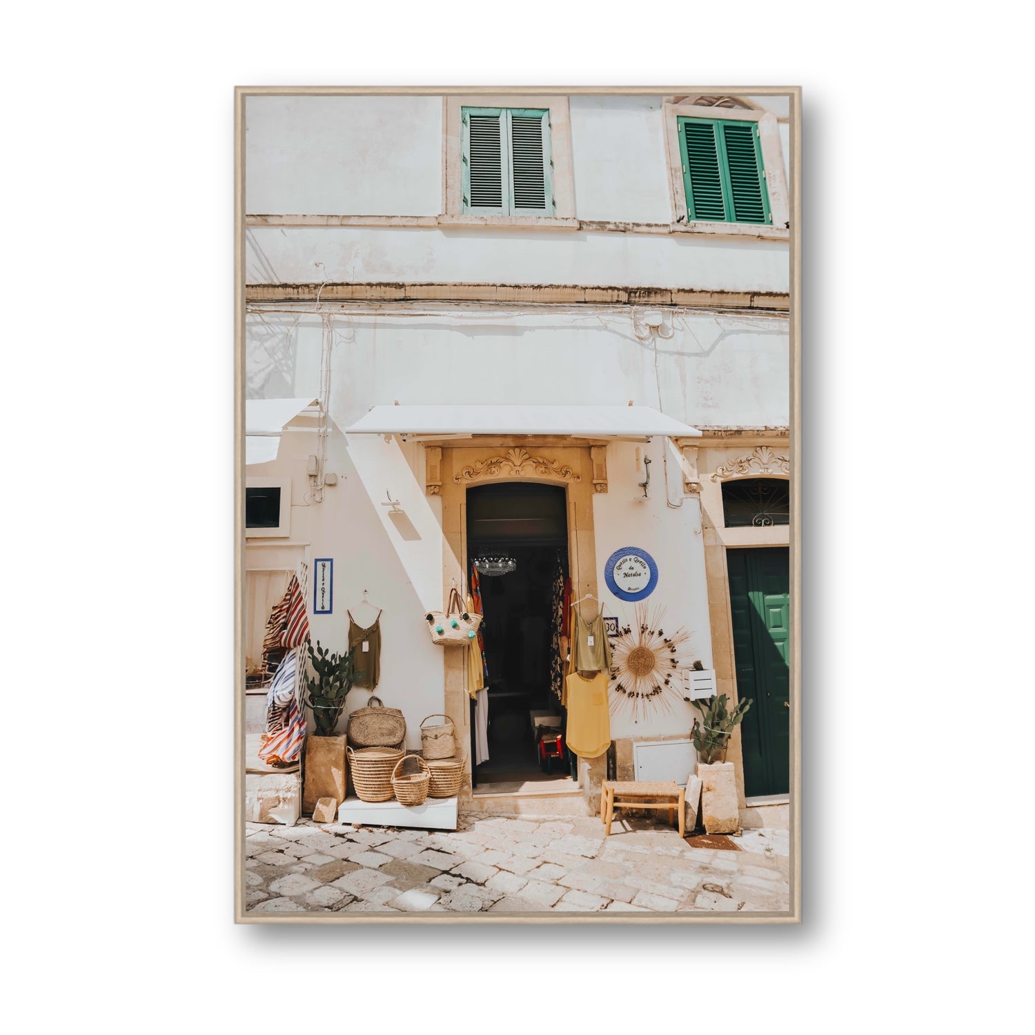 Artisan Ambience Puglia Italian wall art Statement fine art canvas in natural oak float frame