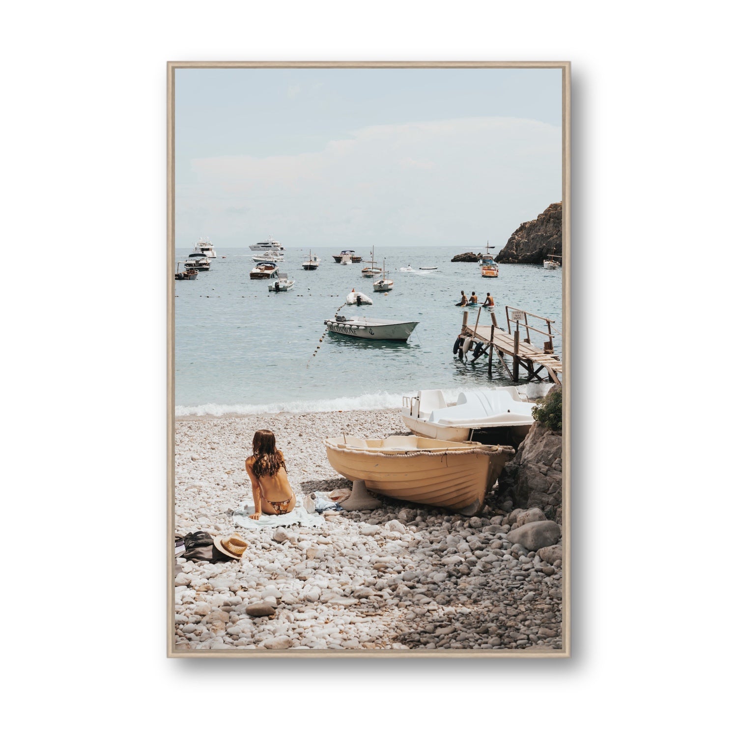 Solo Sojourn Nerano wall art Statement fine art canvas in natural oak float frame