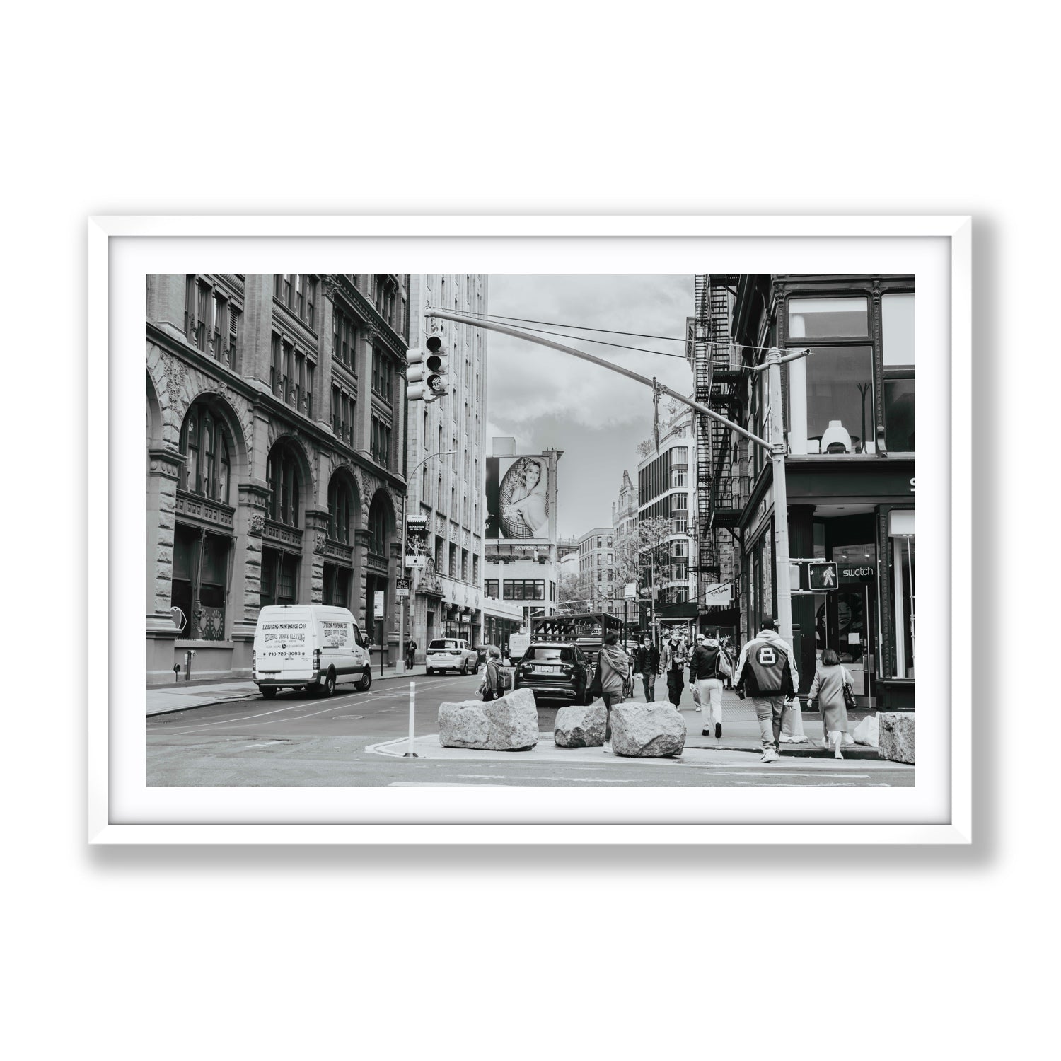 Inkwell Metropolis New York NYC Black & White wall art Gallery fine art print in white frame with matboard