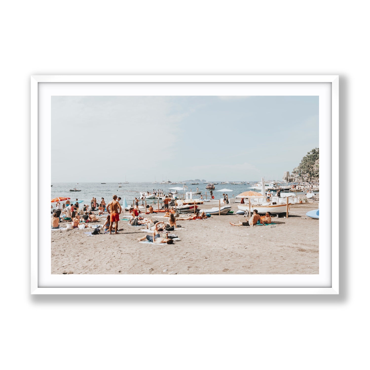 Beachy Vibes fine art print, Positano, Italy, Gallery, White Frame · Matboard, Fine Art Print