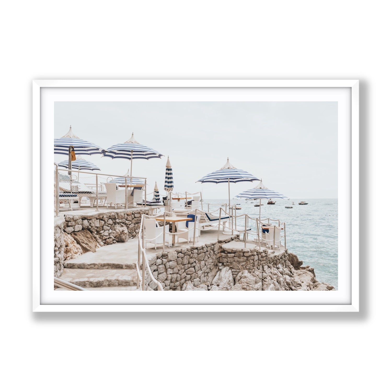 Ombrelloni fine art print, Positano, Italy, Gallery, White Frame · Matboard, Fine Art Print