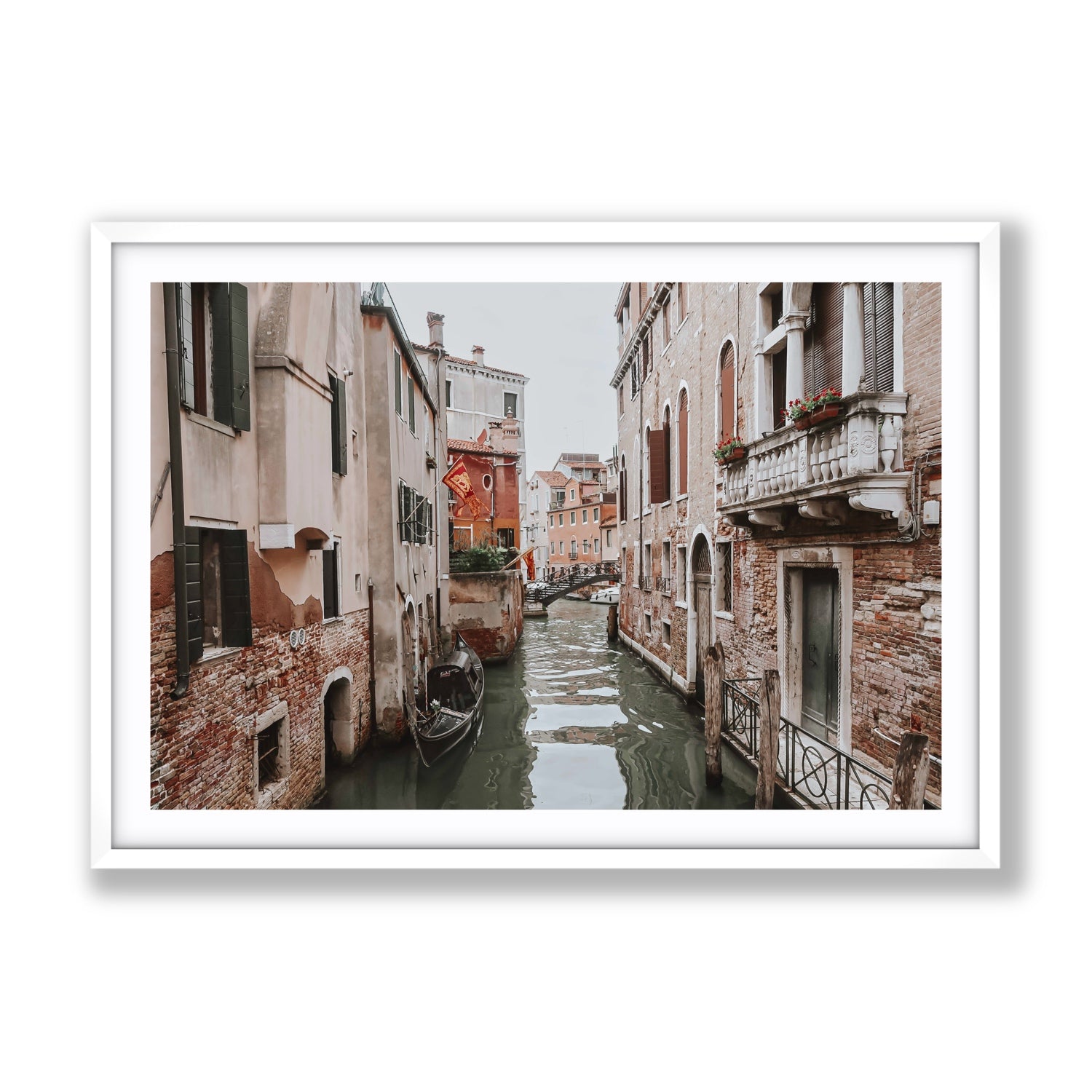 Venetian Gothic Venice Canal Italian wall art Gallery fine art print in white frame with matboard