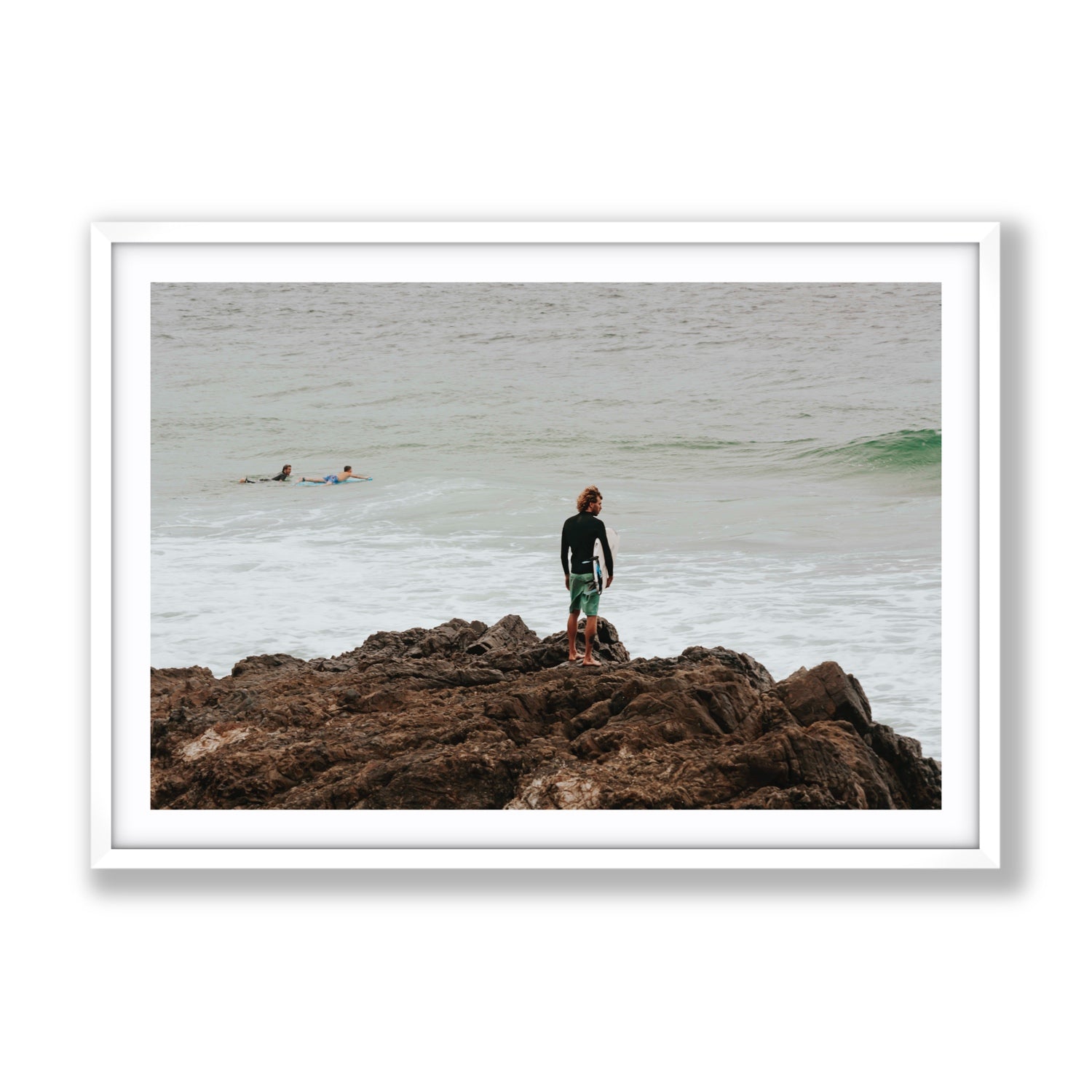 Let The Sea Set You Free Byron Bay Surf wall art Gallery fine art print in white frame with matboard