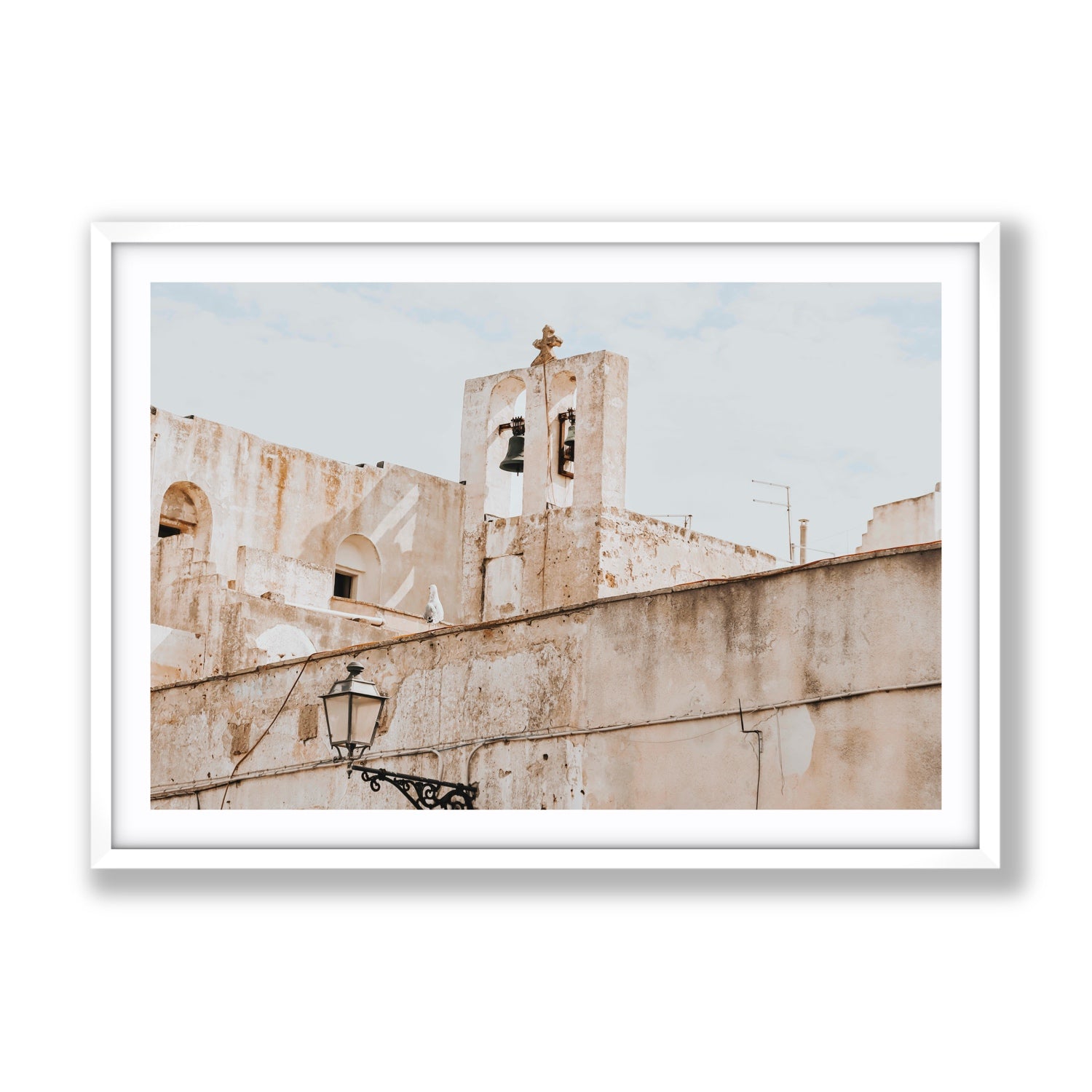 Ancient Bells Puglia Gallipoli Italian wall art Gallery fine art print in white frame with matboard