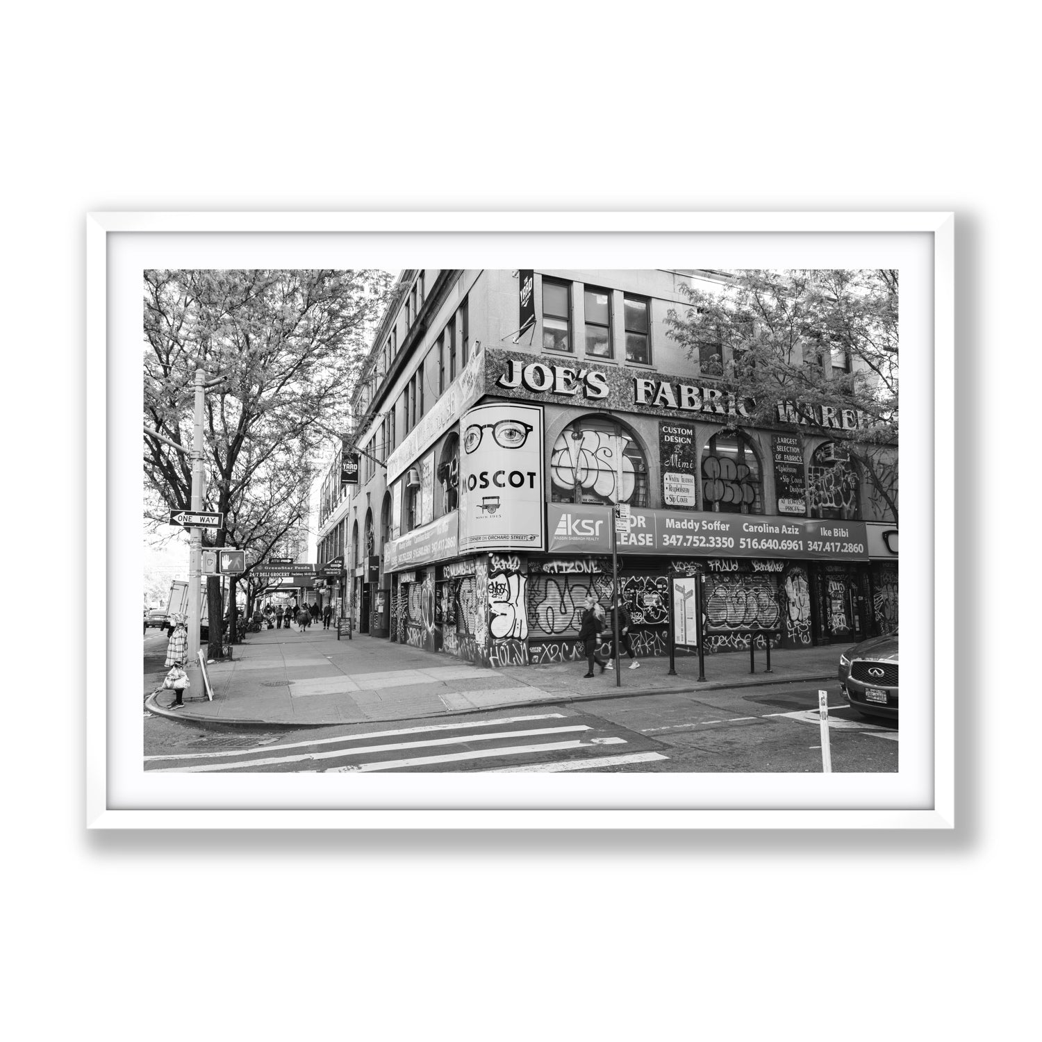 Wall Poetry New York NYC Black & White wall art Gallery fine art print in white frame with matboard