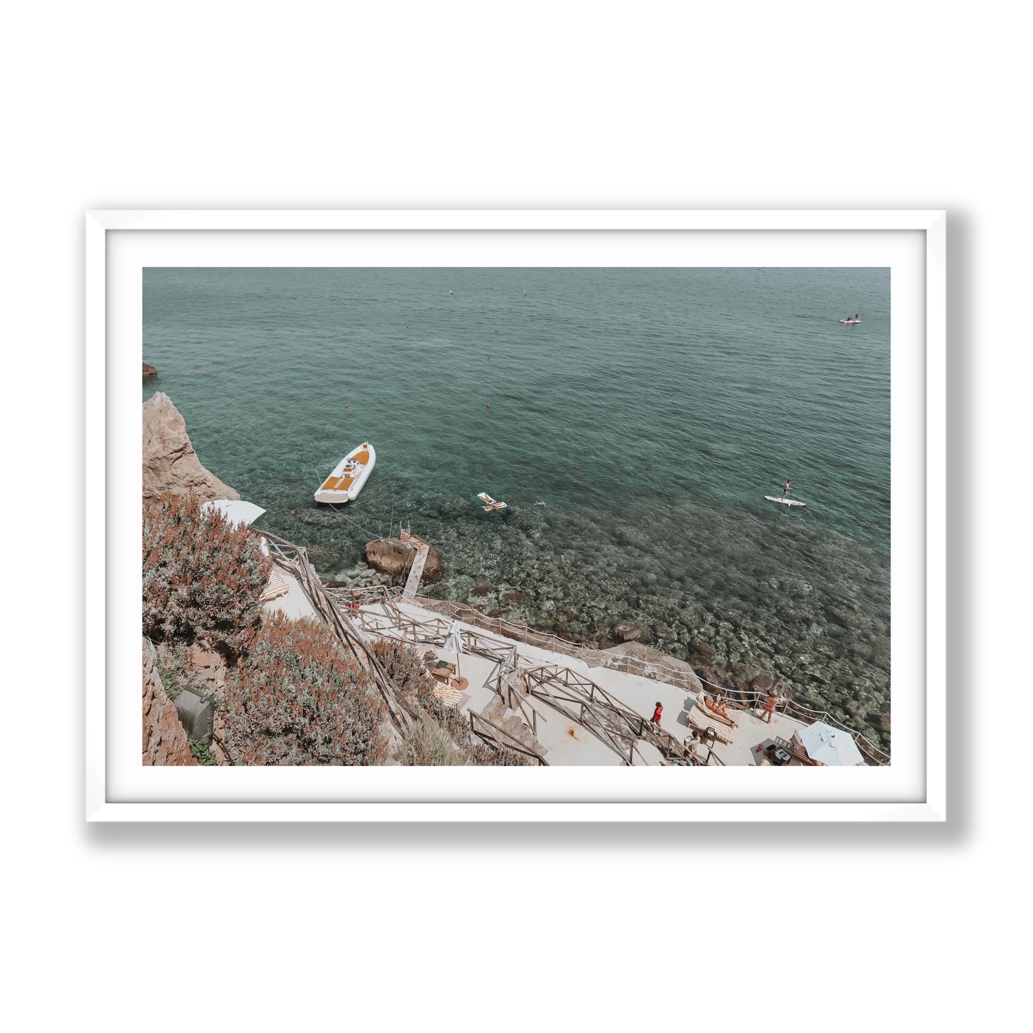 The Lagoon Tuscany coastal Italian wall art Gallery fine art print in white frame with matboard