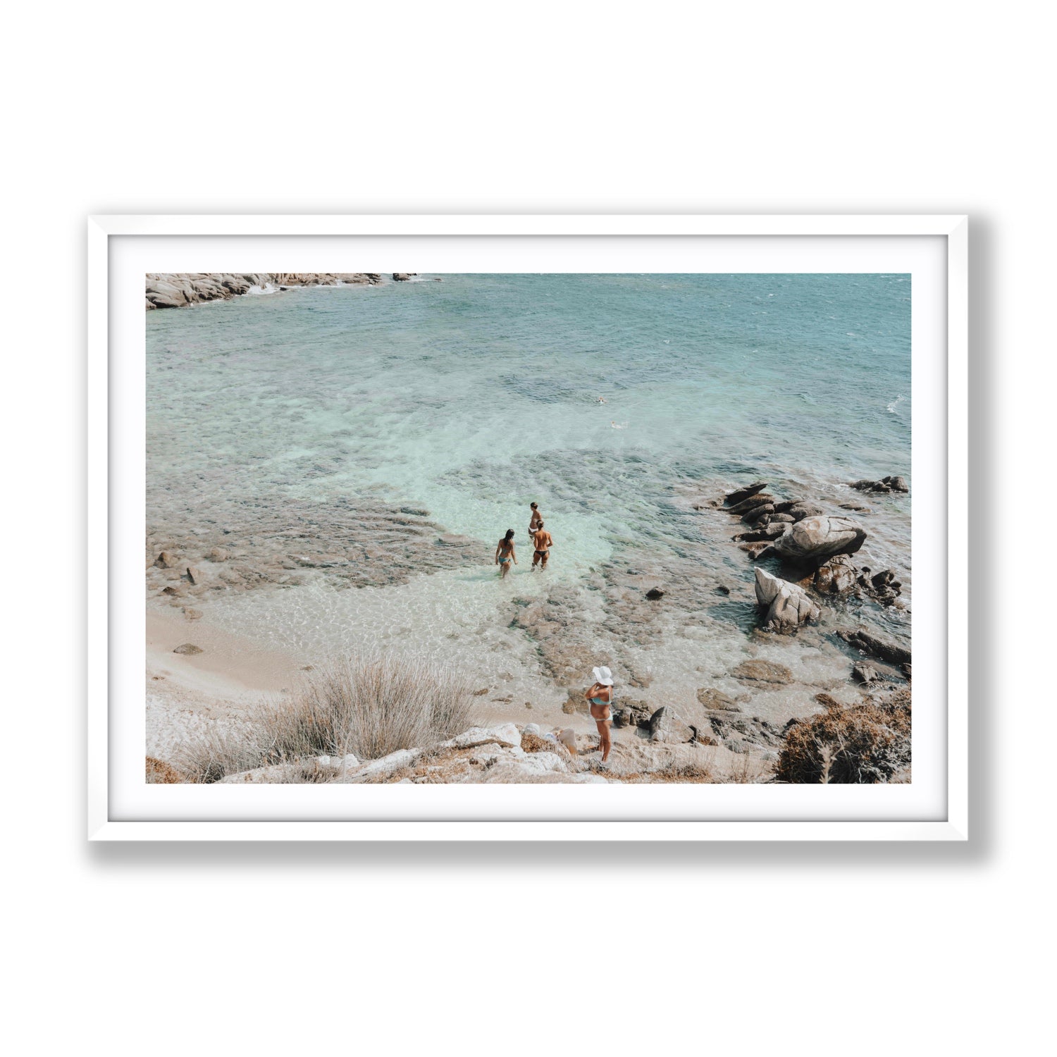 Easy On The Eyes Mykonos Greek island wall art Gallery fine art print in white frame with matboard