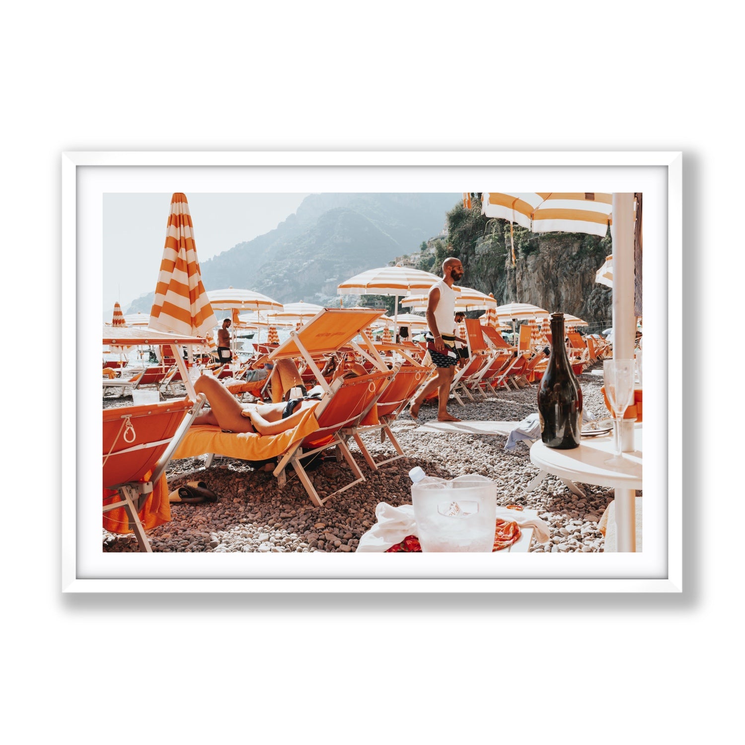 Zesty Shade Positano wall art Gallery fine art print in white frame with matboard