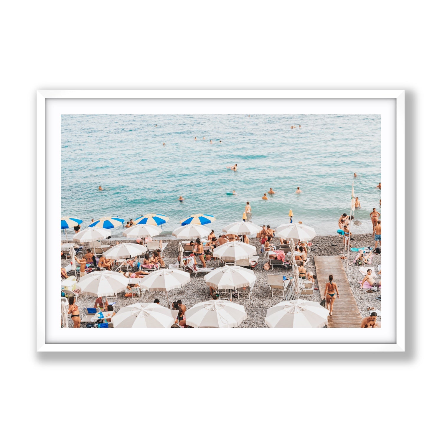 Dreamscape Amalfi Italian beach wall art Gallery fine art print in white frame with matboard