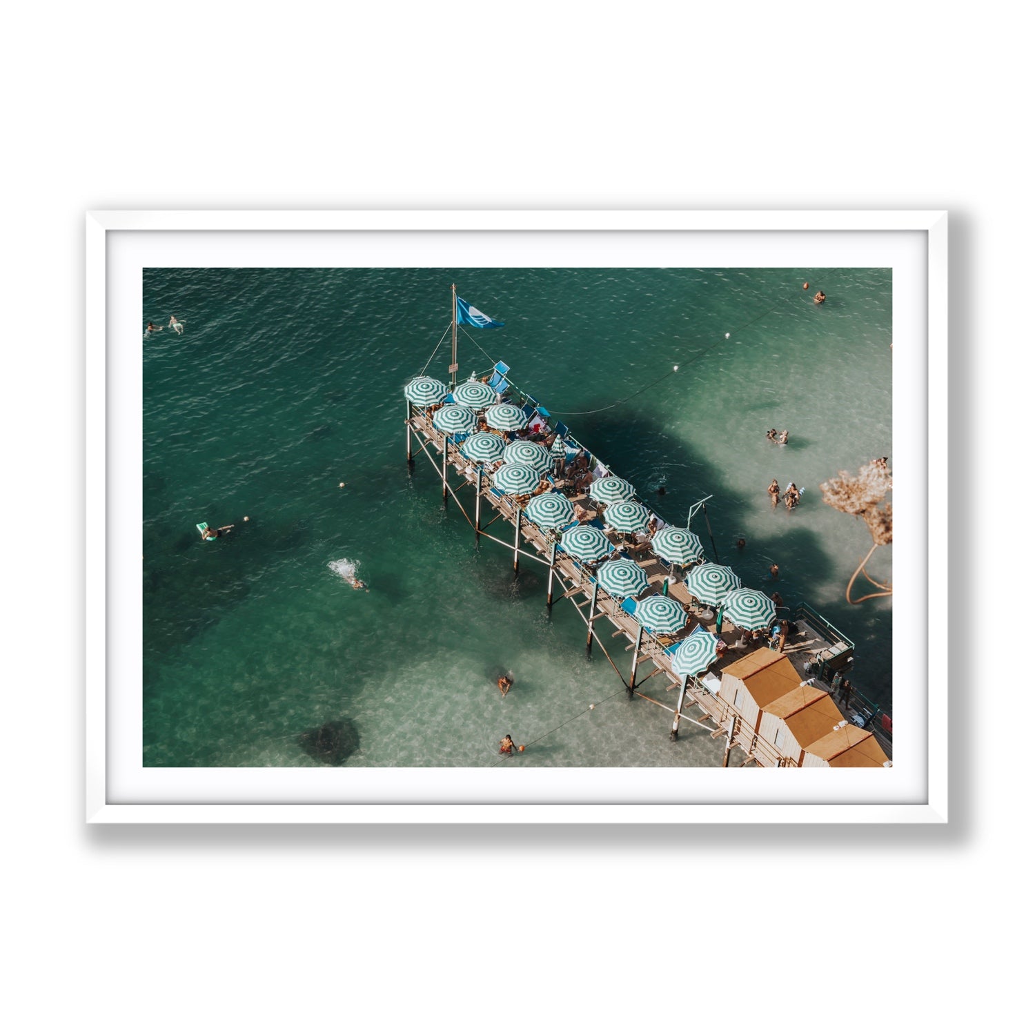 Sorrento Shangri La Sorrento coastal Italian wall art Gallery fine art print in white frame with matboard