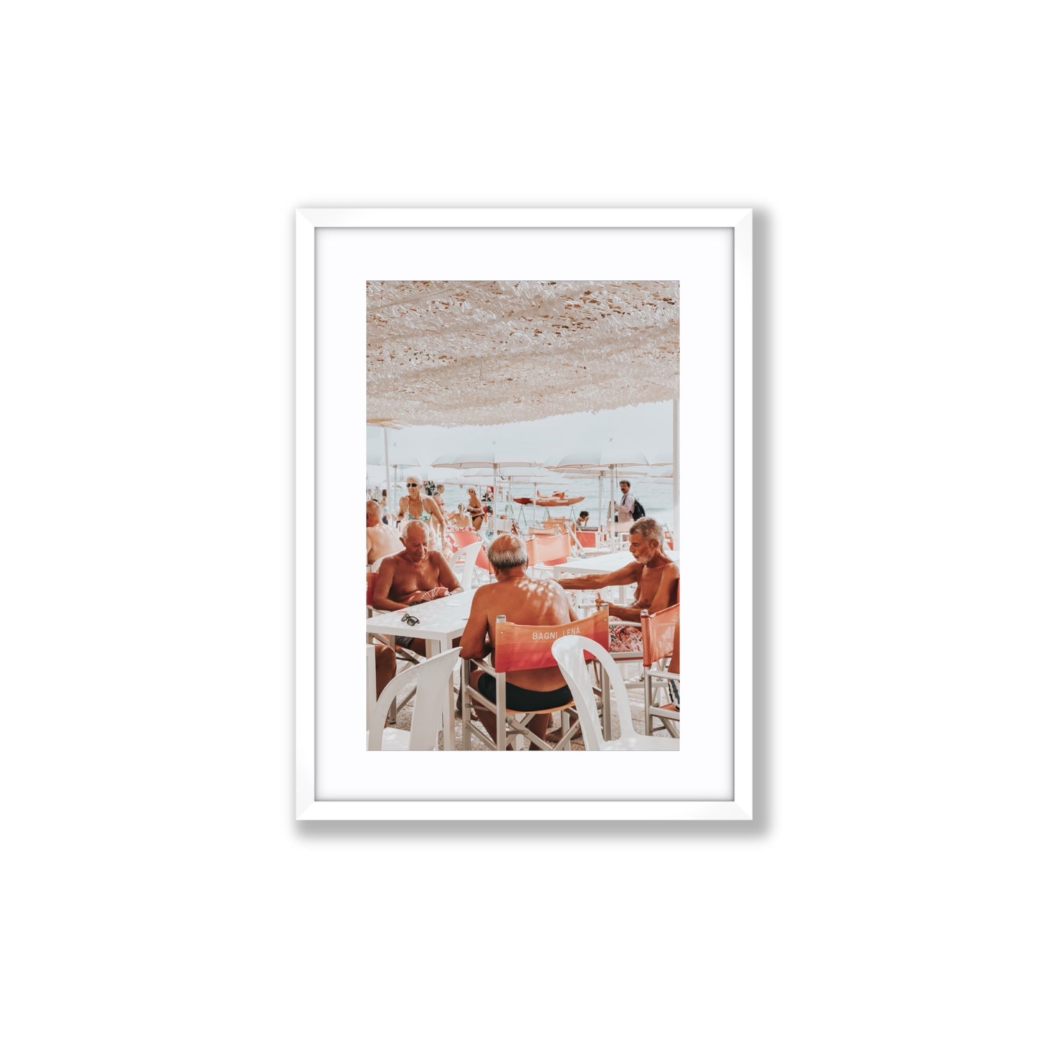 The Players fine art print, Alassio, Italy, Medium, White Frame · Matboard, Fine Art Print