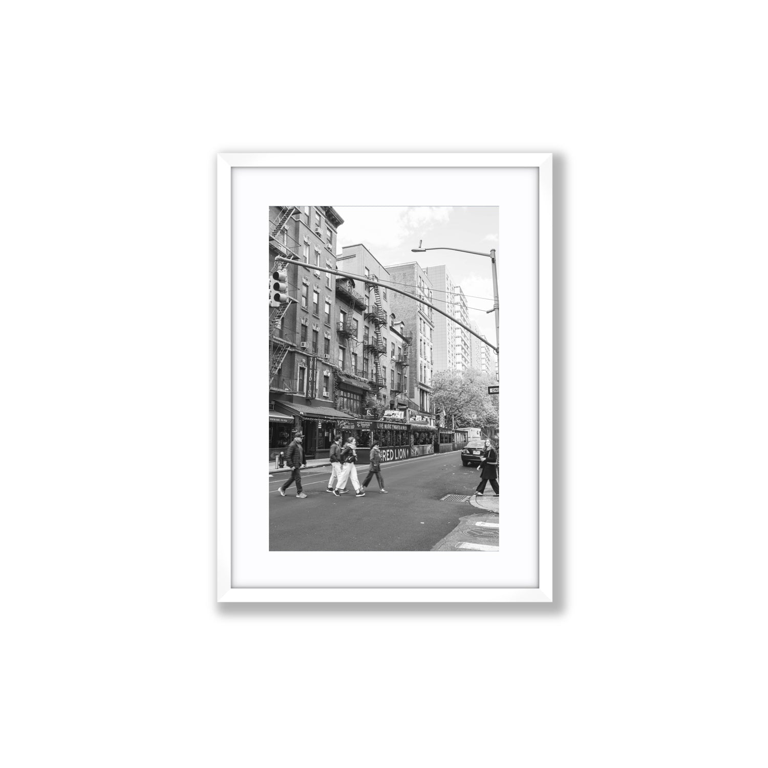 Spectral Streets New York NYC Black & White wall art Medium fine art print in white frame with matboard