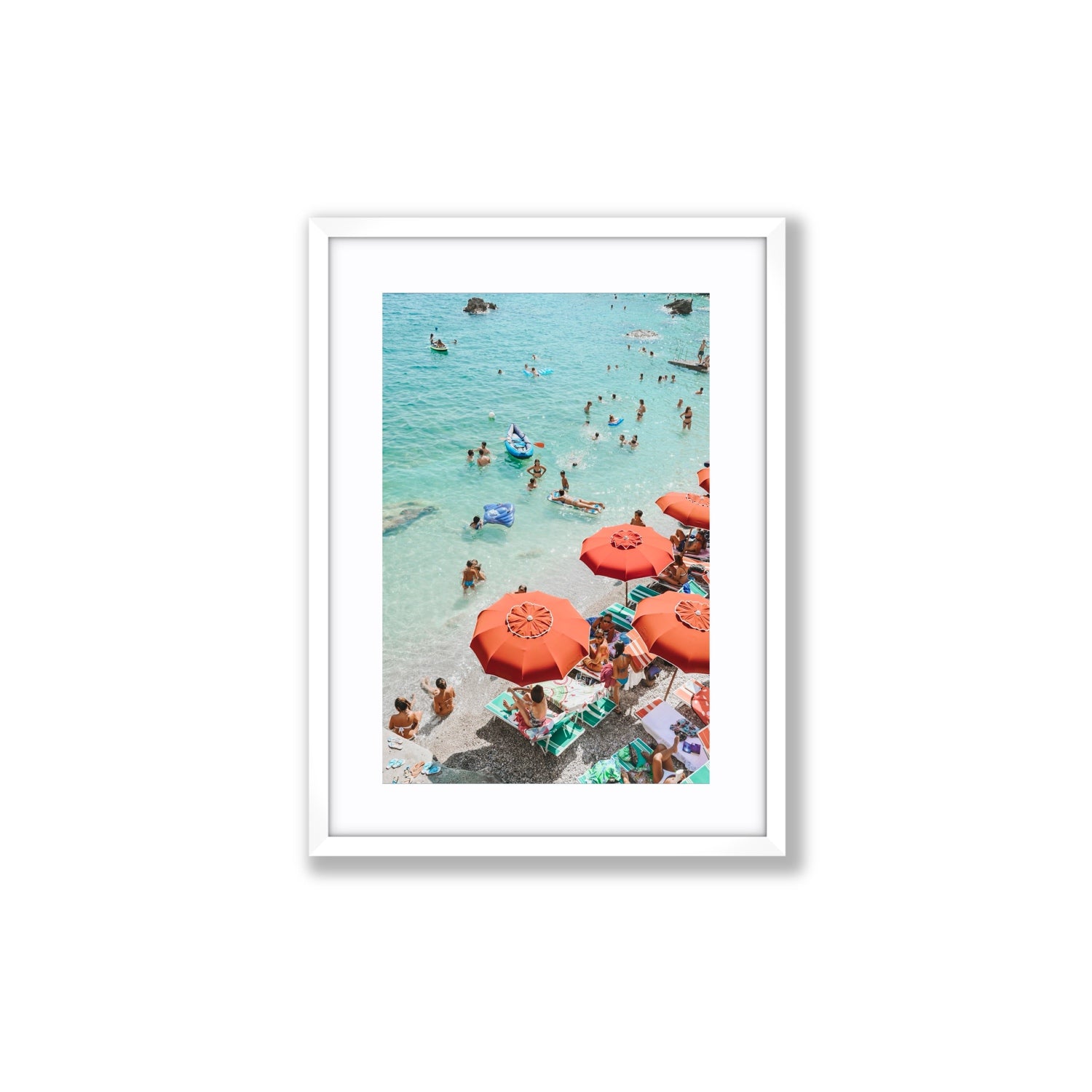 Easy Street Capri Italian beach wall art Medium fine art print in white frame with matboard