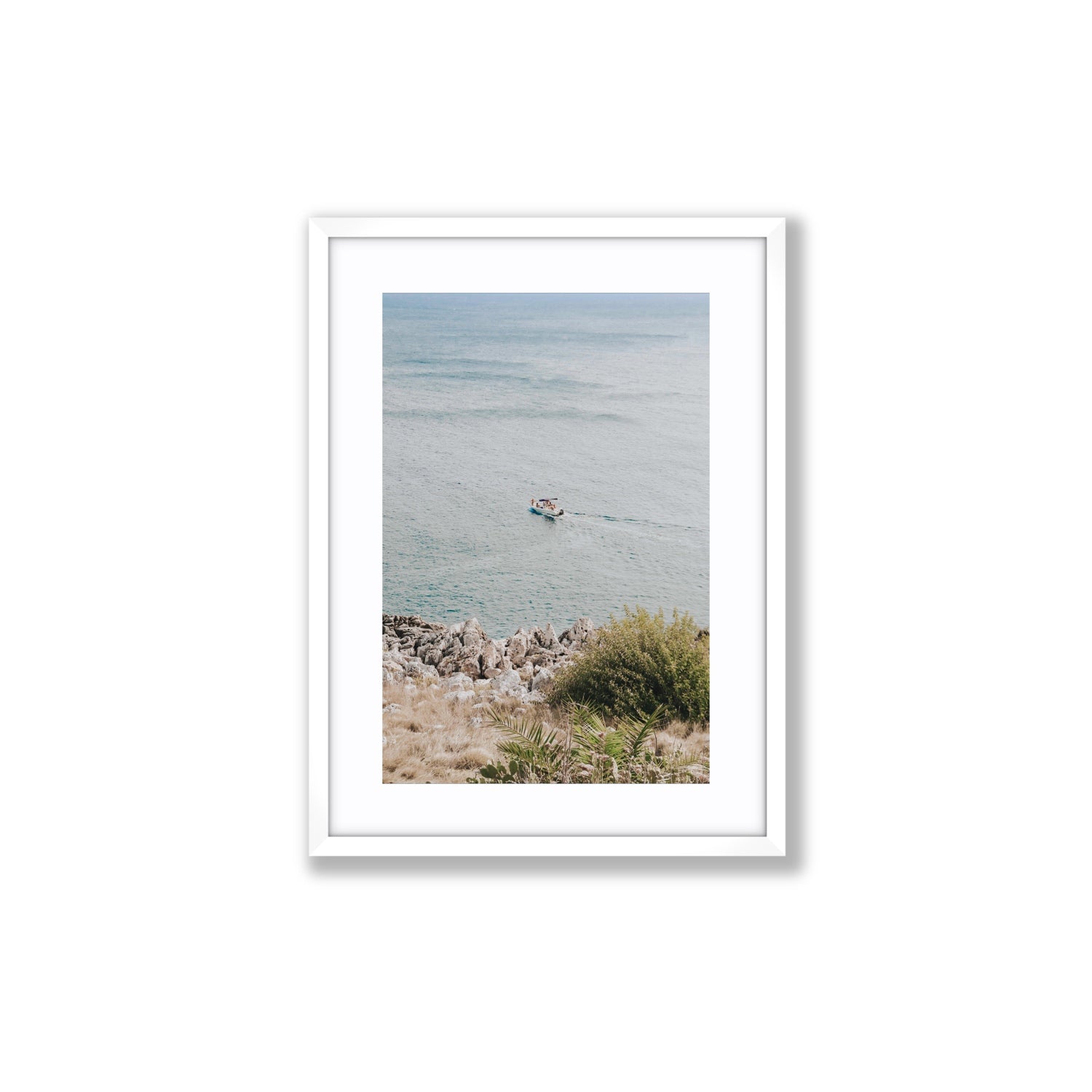 Puglian Departure Puglia coastal Italian wall art Medium fine art print in white frame with matboard