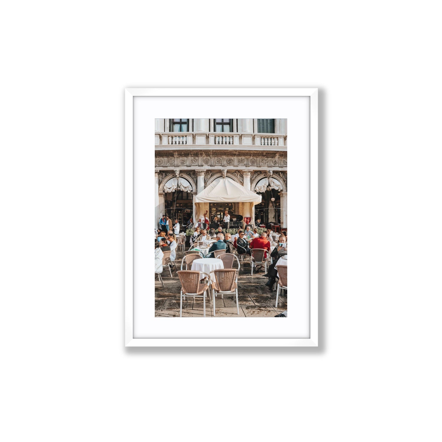 Piazza San Marco Venice Italian wall art Medium fine art print in white frame with matboard