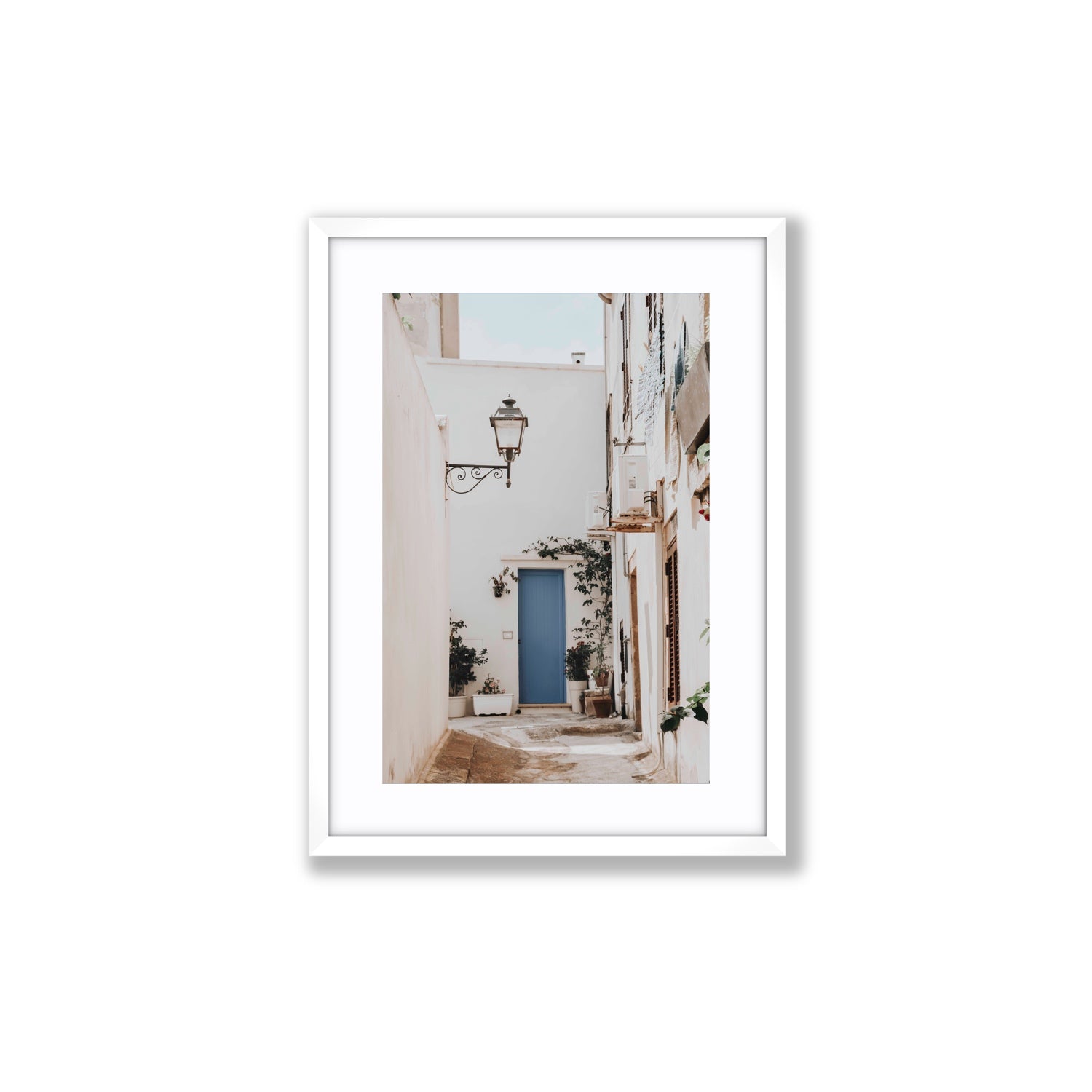 Entry Envy Puglia Ostuni wall art Medium fine art print in white frame with matboard