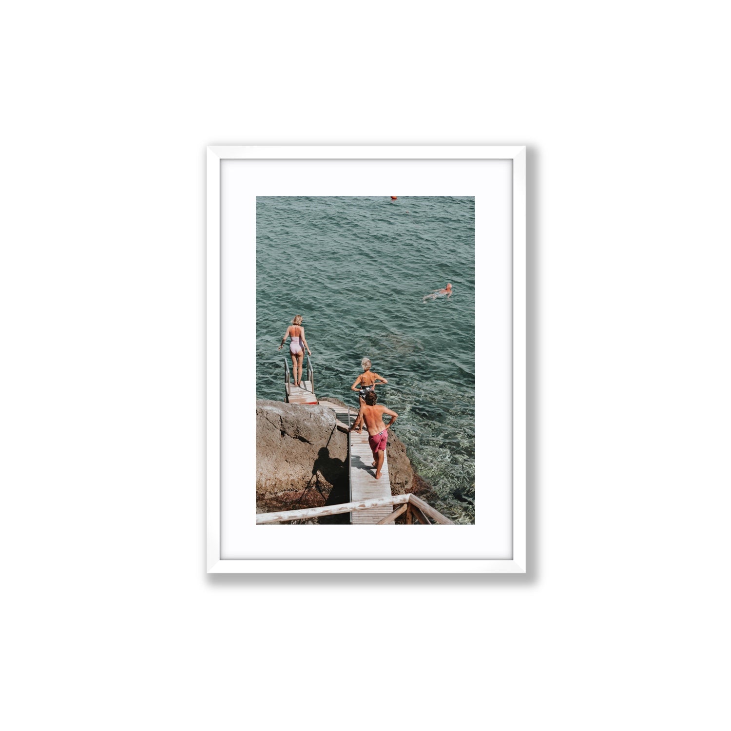 Freewheeling Spirit Tuscany coastal Italian wall art Medium fine art print in white frame with matboard