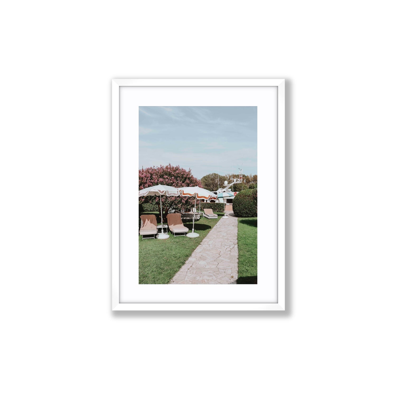 A Bellini Awaits Venice Italian wall art Medium fine art print in white frame with matboard