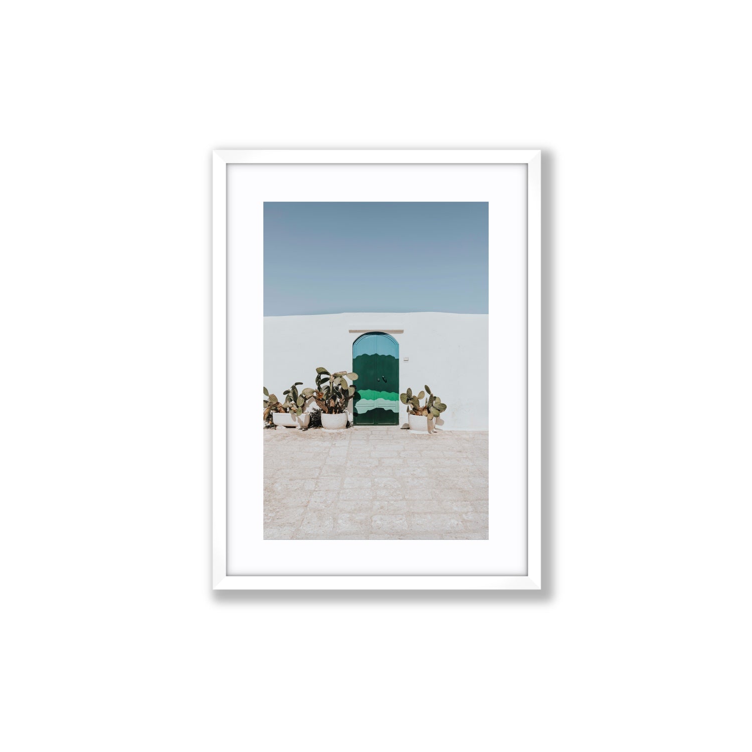 Imaginary Exit Puglia Mediterranean wall art Medium fine art print in white frame with matboard