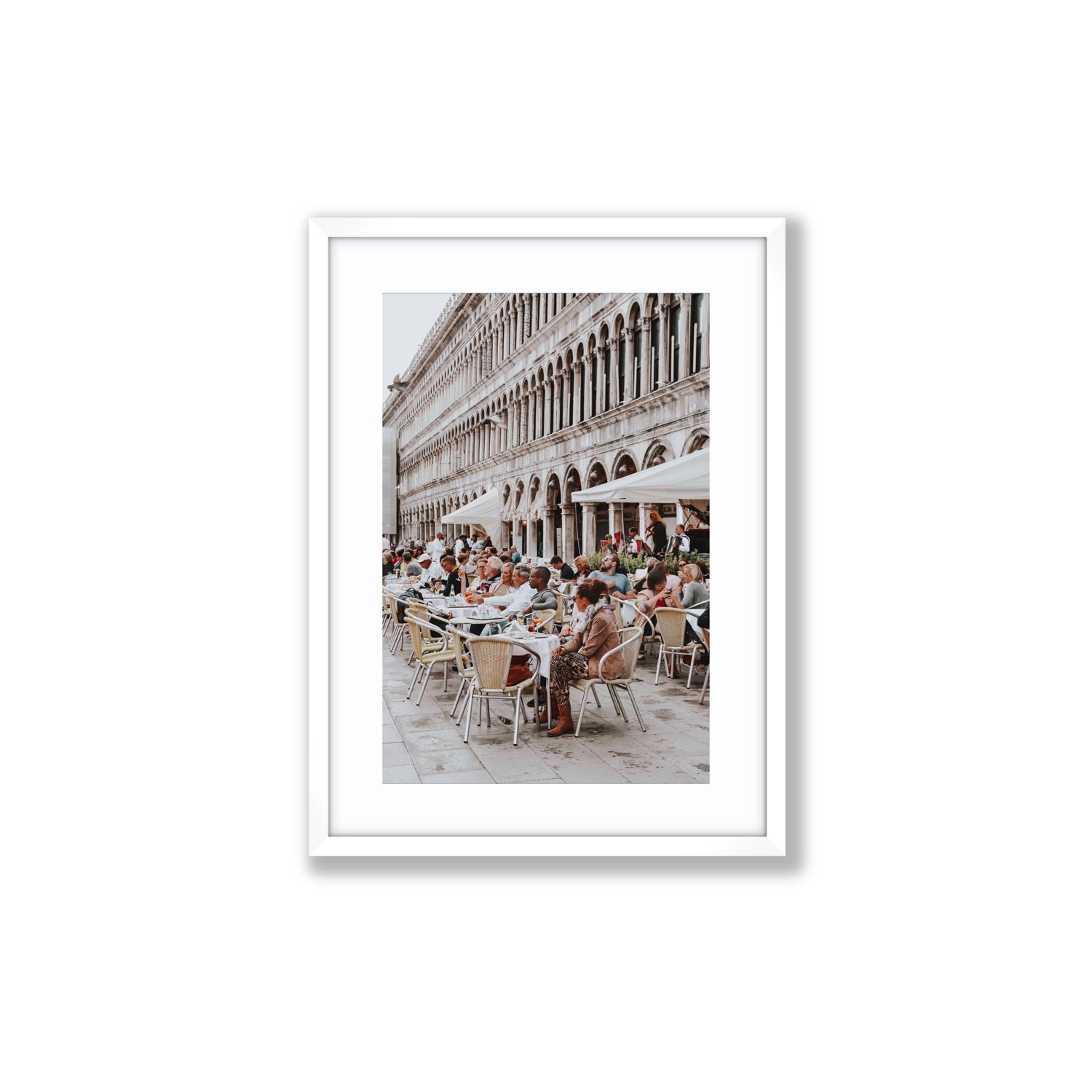 Lunchbreak Venice Italian wall art Medium fine art print in white frame with matboard