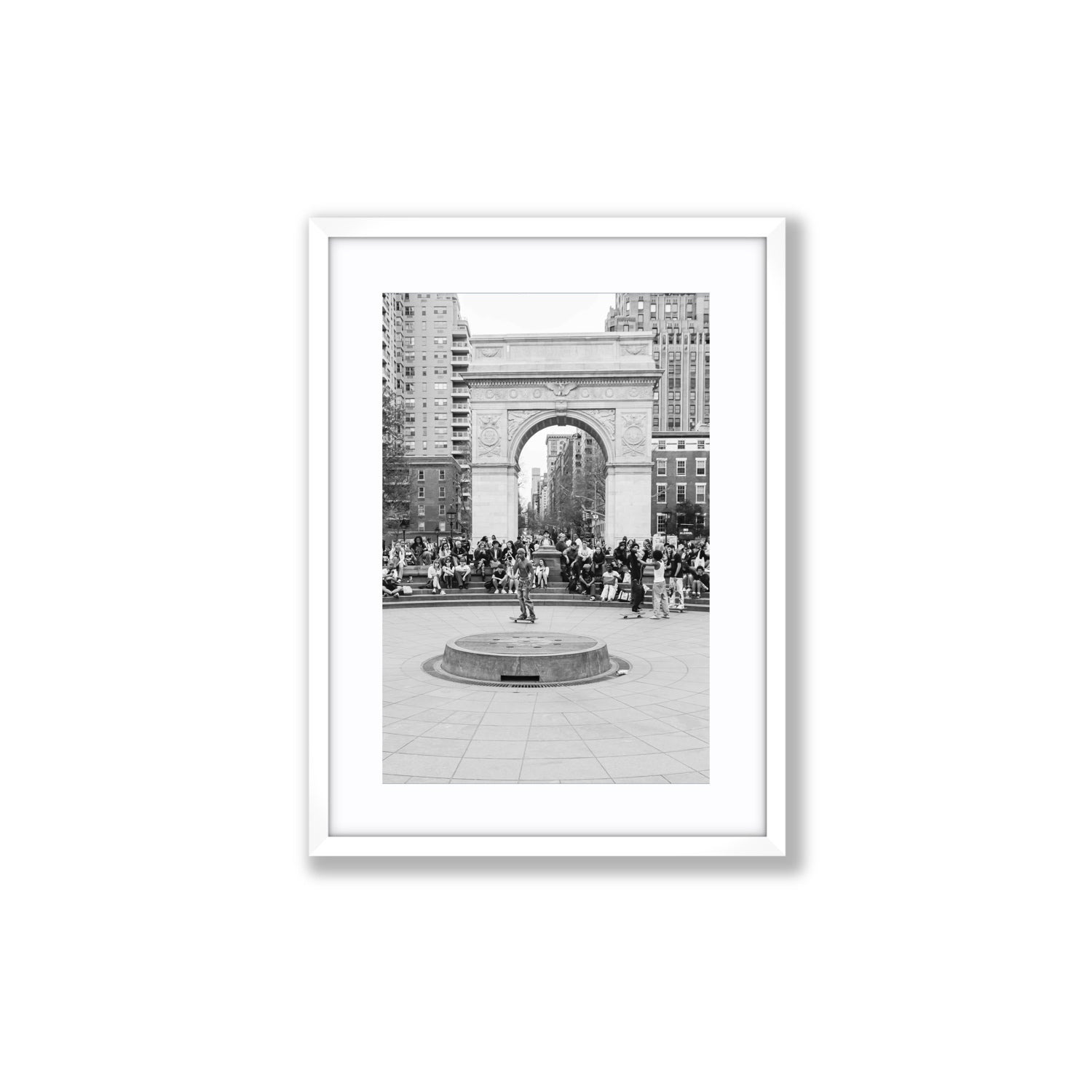Concrete Conqueror New York NYC Skateboard wall art Medium fine art print in white frame with matboard