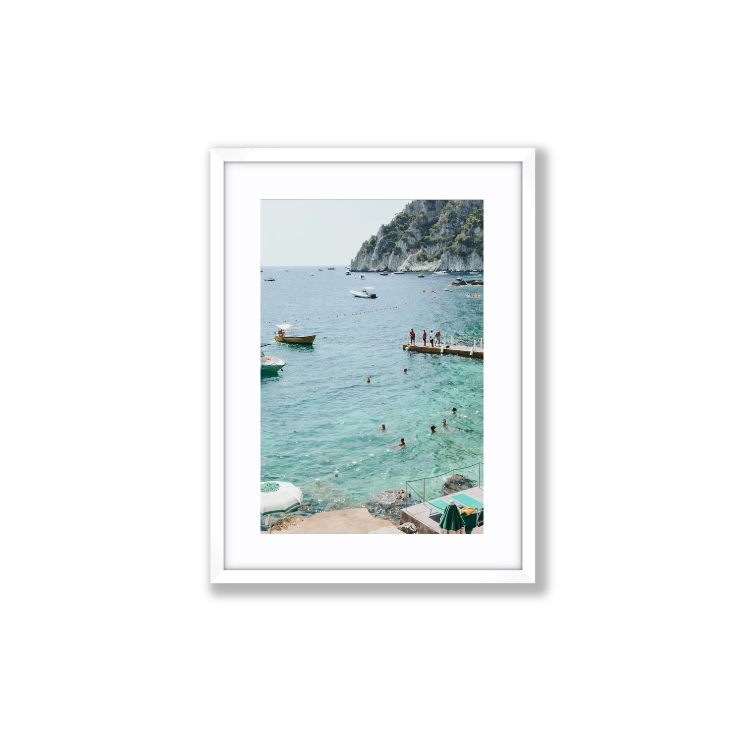 Delizia Pomeridiana Capri coastal wall art Medium fine art print in white frame with matboard