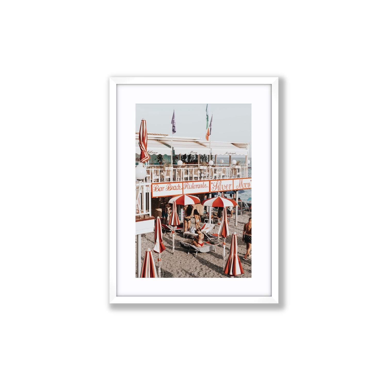 Vintage Amalfi Amalfi Mediterranean wall art Medium fine art print in white frame with matboard