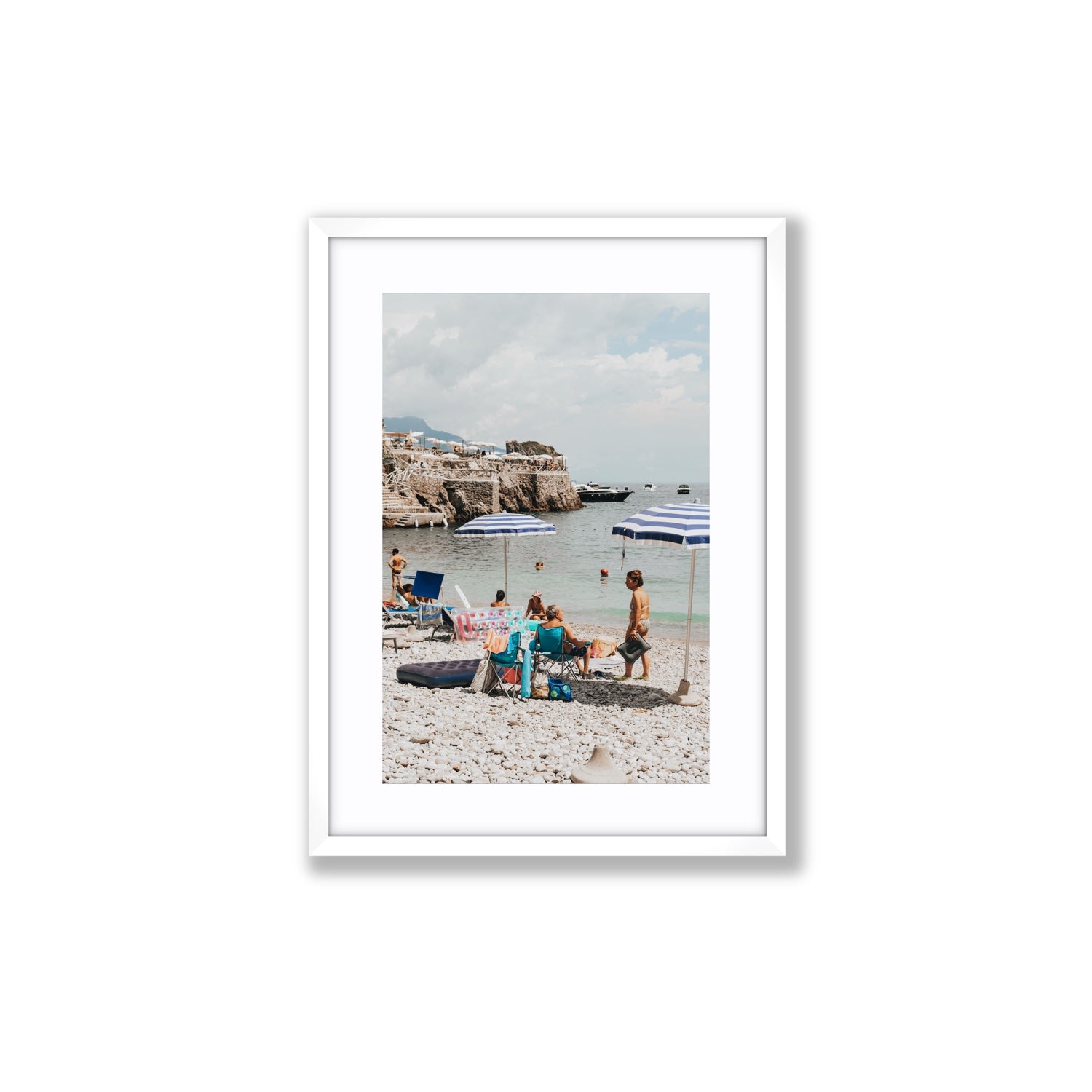 Couple Goals Nerano Amalfi Coast coastal wall art Medium fine art print in white frame with matboard
