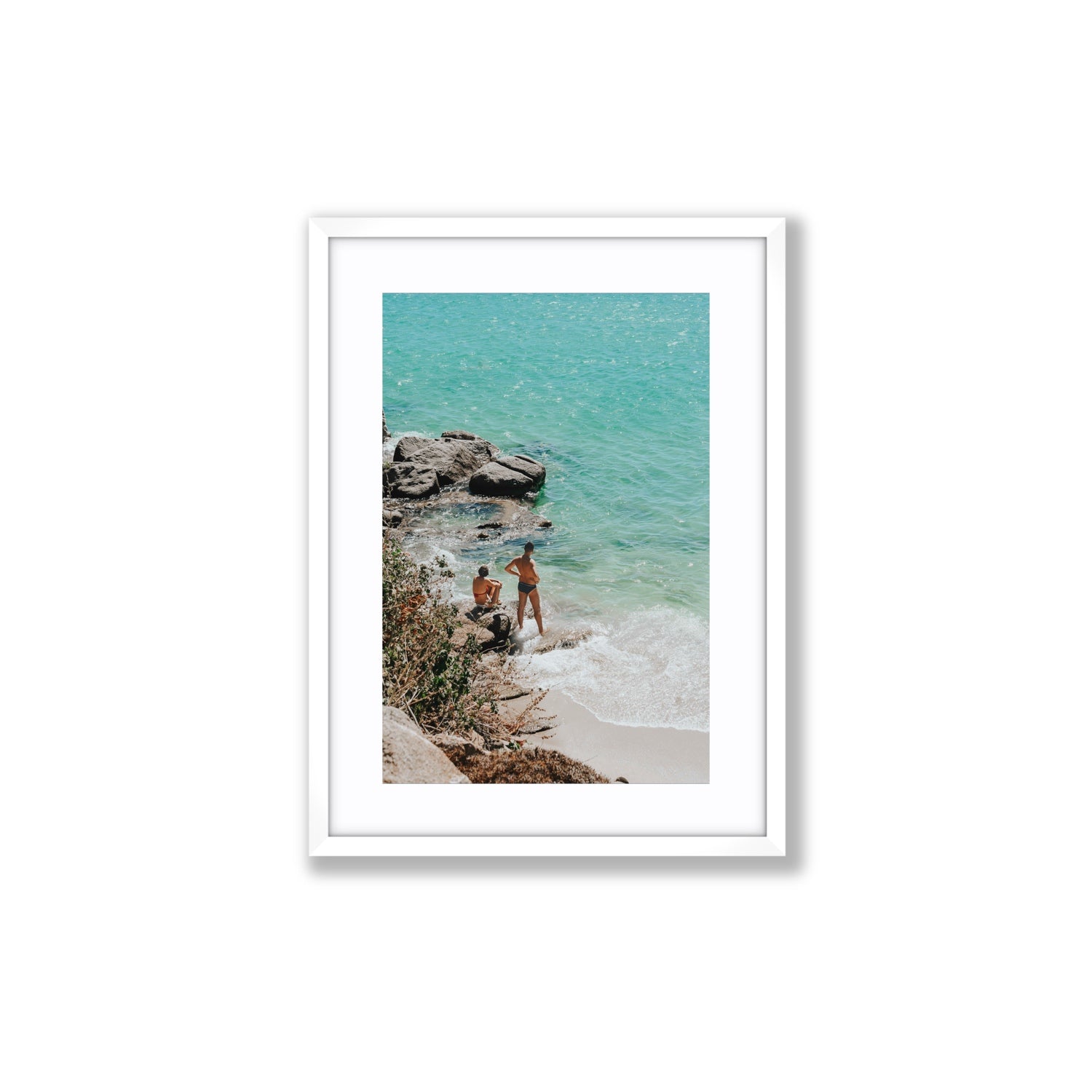 Scene Stealers Mykonos Greek island wall art Medium fine art print in white frame with matboard