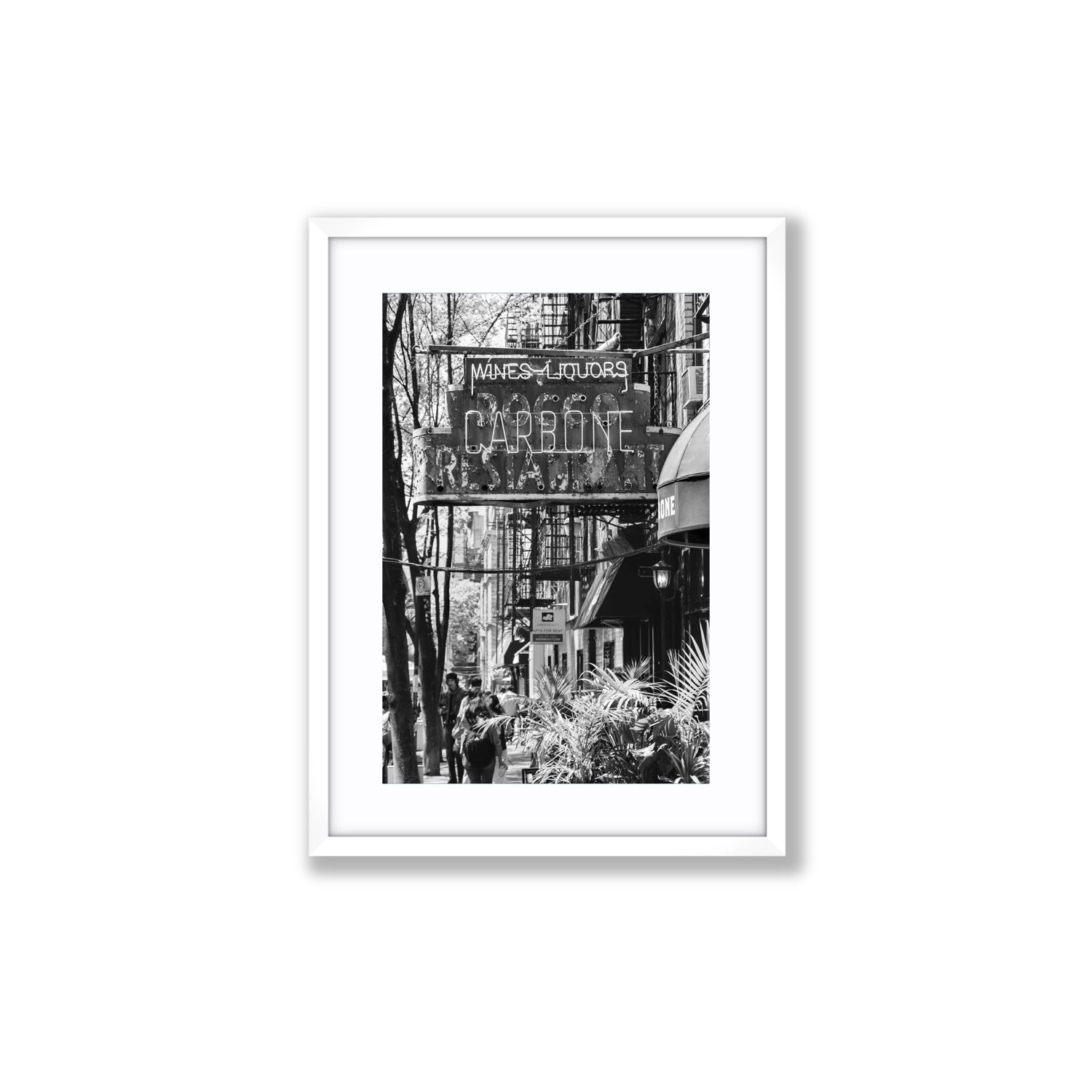 Paparazzi To Pasta New York NYC Black & White wall art Medium fine art print in white frame with matboard
