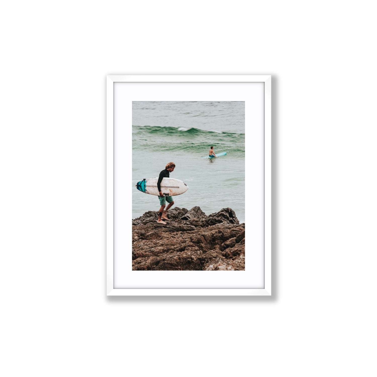 Not All Who Wander Are Lost Byron Bay Surf wall art Medium fine art print in white frame with matboard