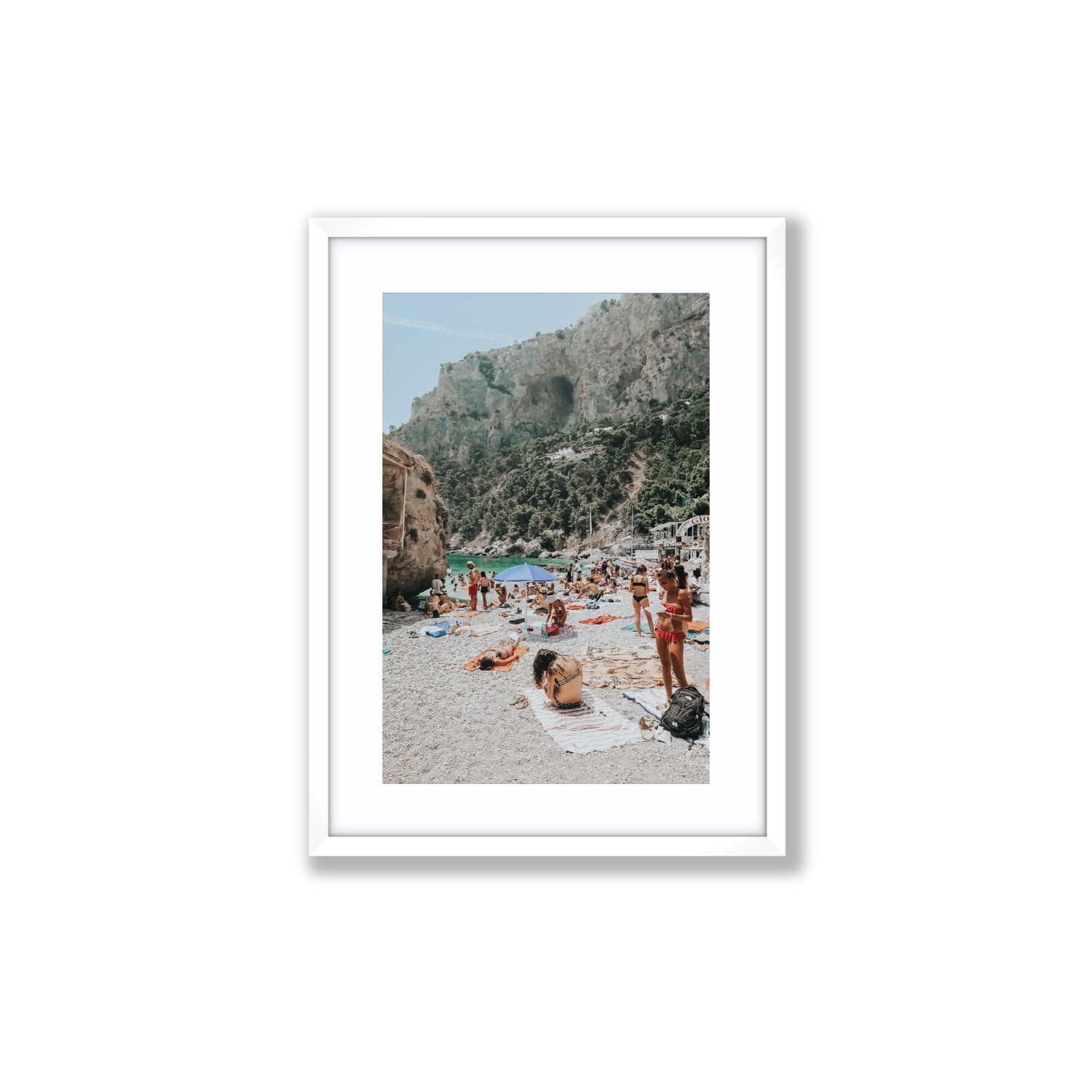 Marina Piccola Capri Mediterranean wall art Medium fine art print in white frame with matboard