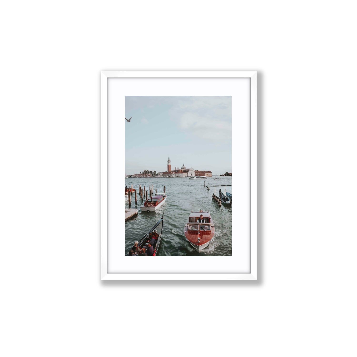 Galleggiante Venice Italian wall art Medium fine art print in white frame with matboard