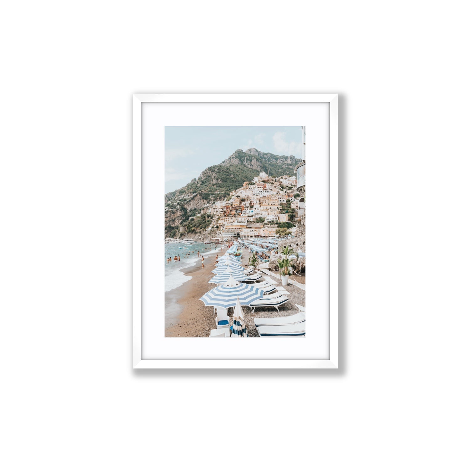 The Cliffside Village fine art print, Positano, Italy, Medium, White Frame · Matboard, Fine Art Print