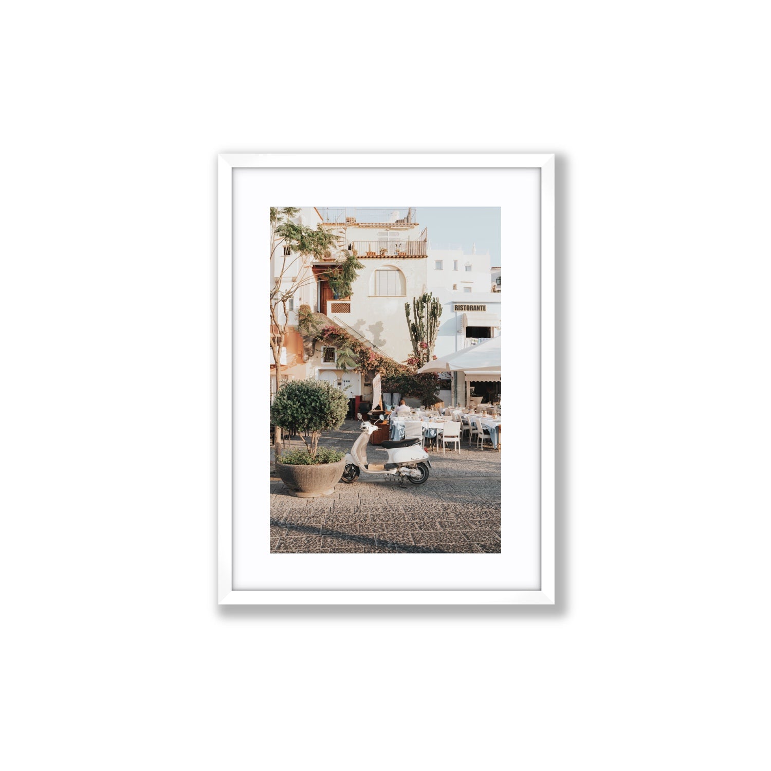 Ristorante Ischia Italian Mediterranean decor wall art Medium fine art print in white frame with matboard