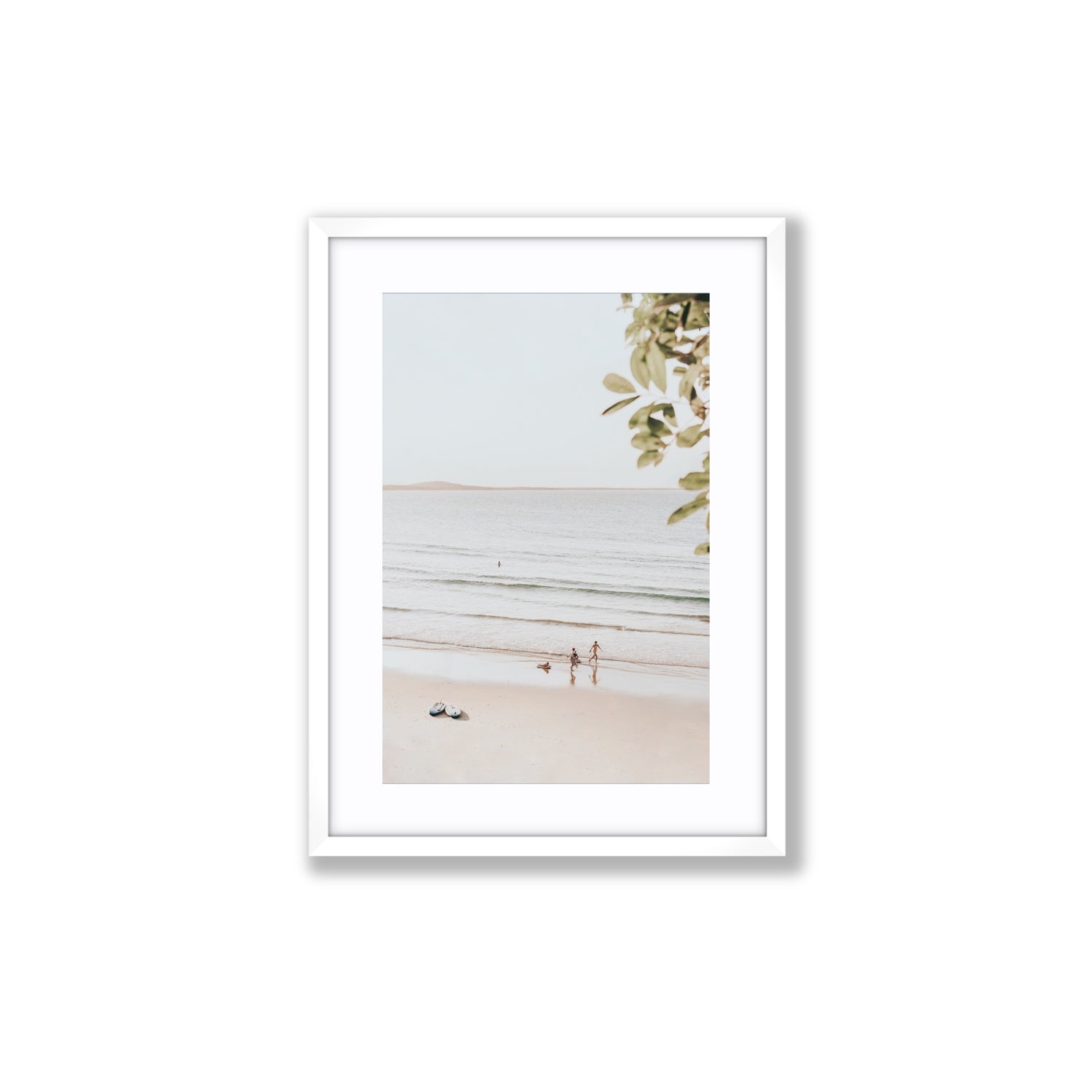 Walking On Sunshine fine art print, Noosa, Australia, coastal scenes artwork, Medium, White Frame · Matboard, Fine Art Print