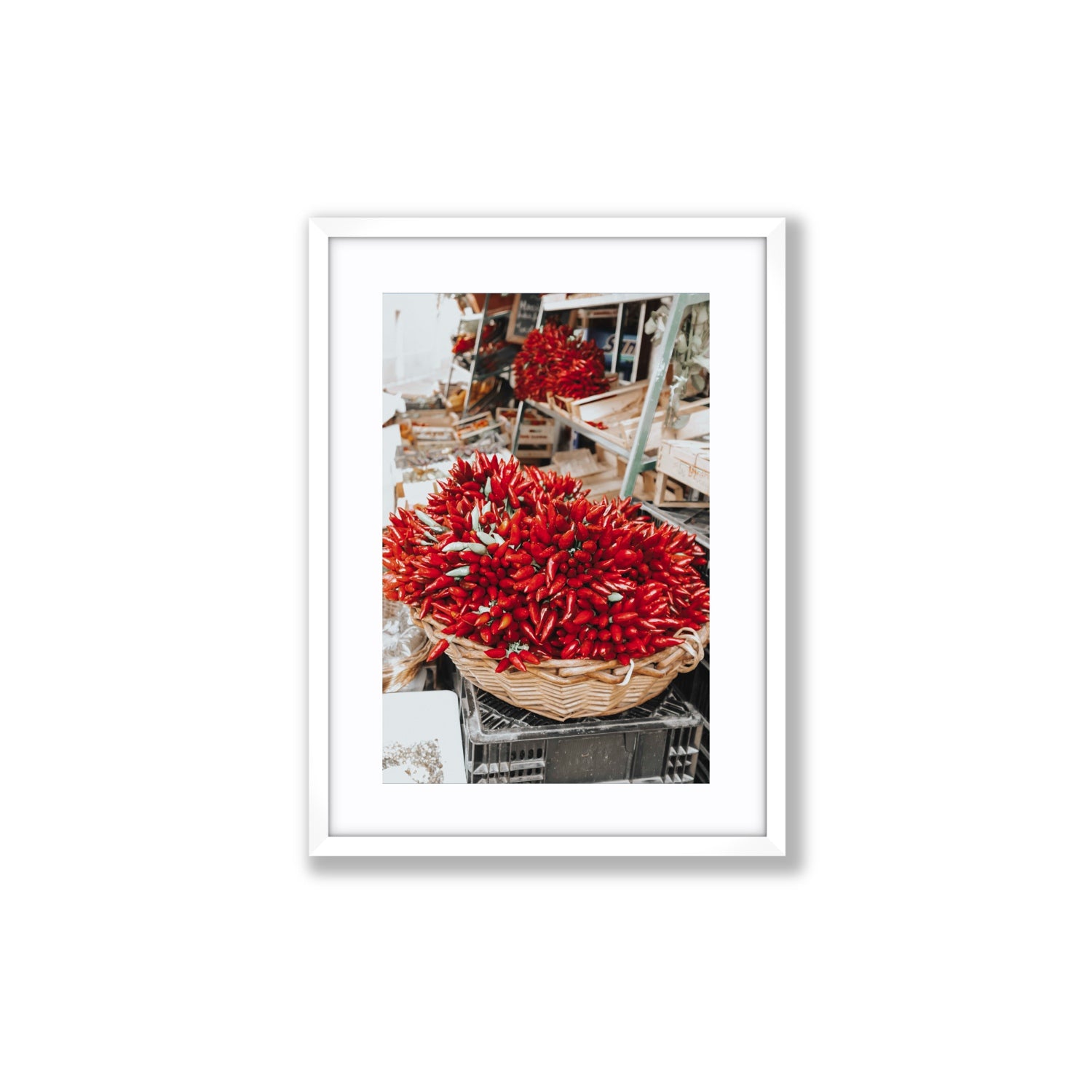 Spicy Bunch Puglia Italian wall art Medium fine art print in white frame with matboard