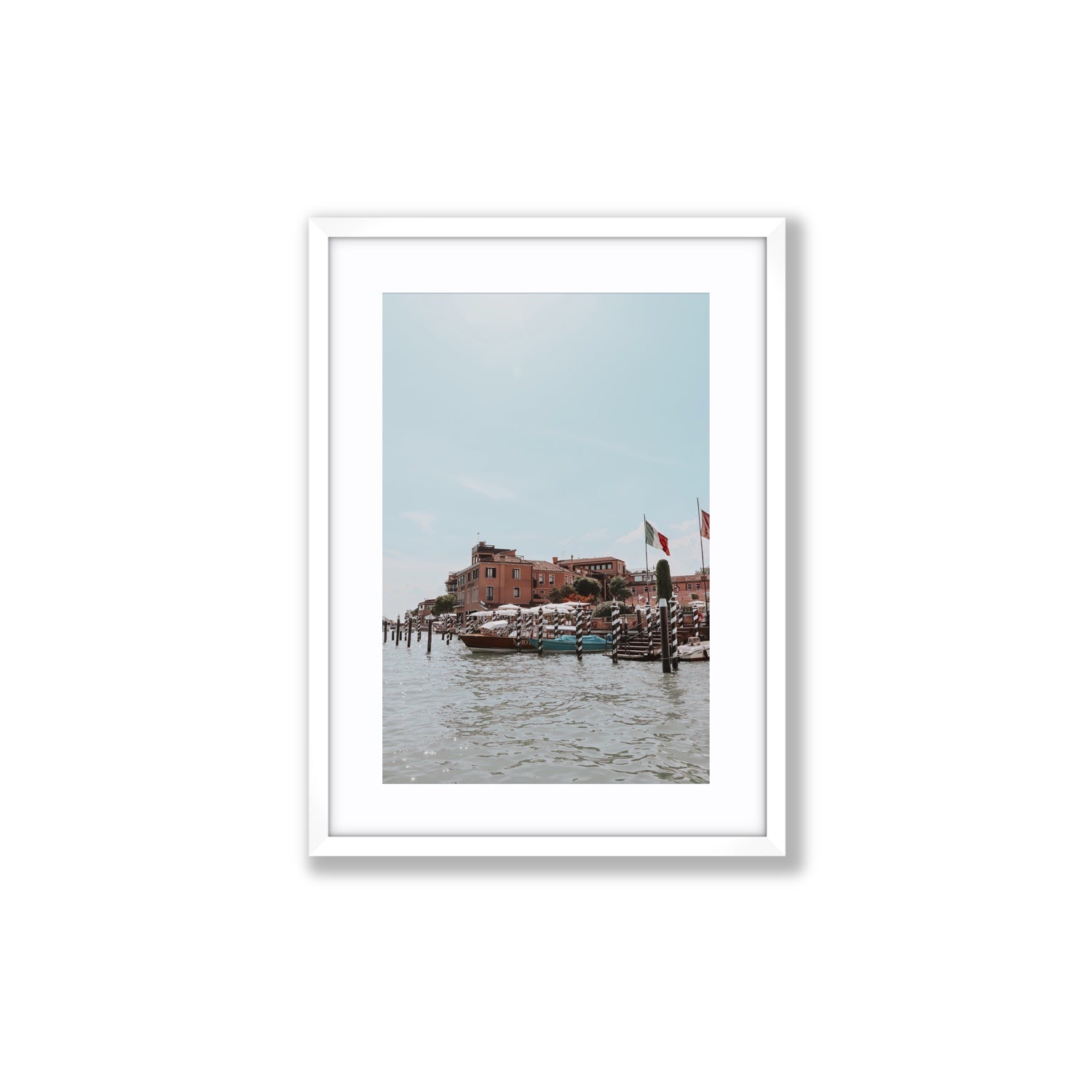 Giudecca Island Venice wall art Medium fine art print in white frame with matboard