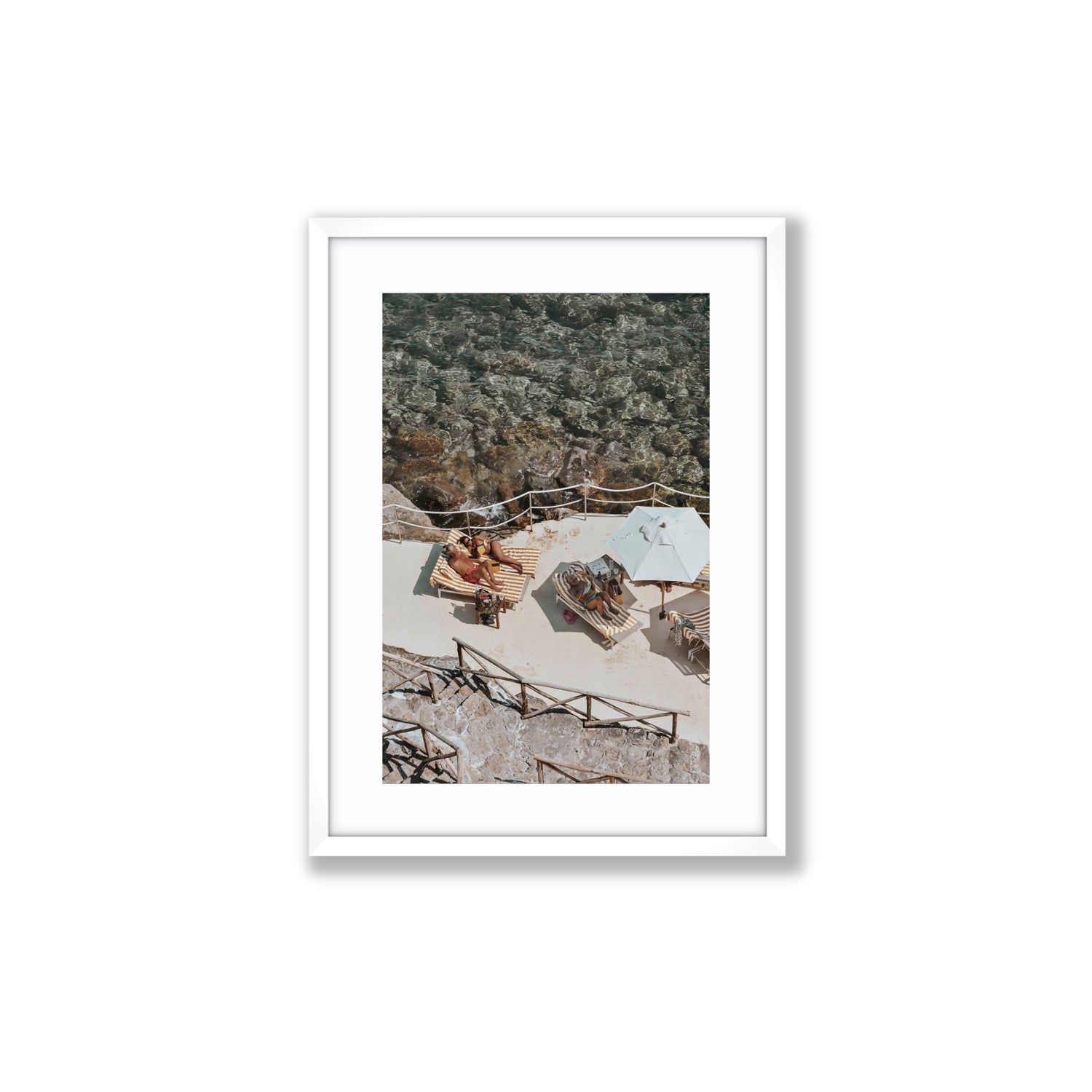 Lounge Lizards Tuscany Italian decor wall art Medium fine art print in white frame with matboard