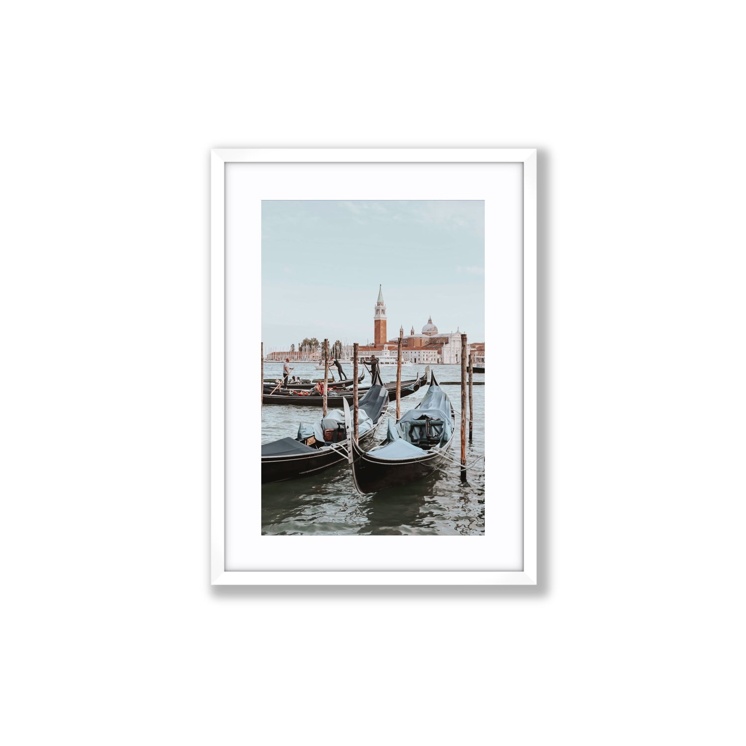 Italian Commute Venice Italian Mediterranean decor wall art Medium fine art print in white frame with matboard
